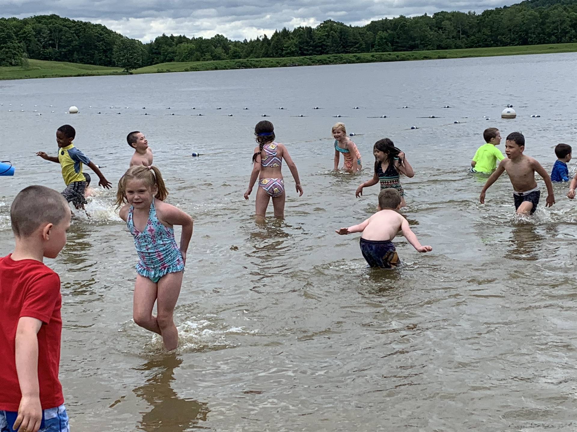 students in the lake@