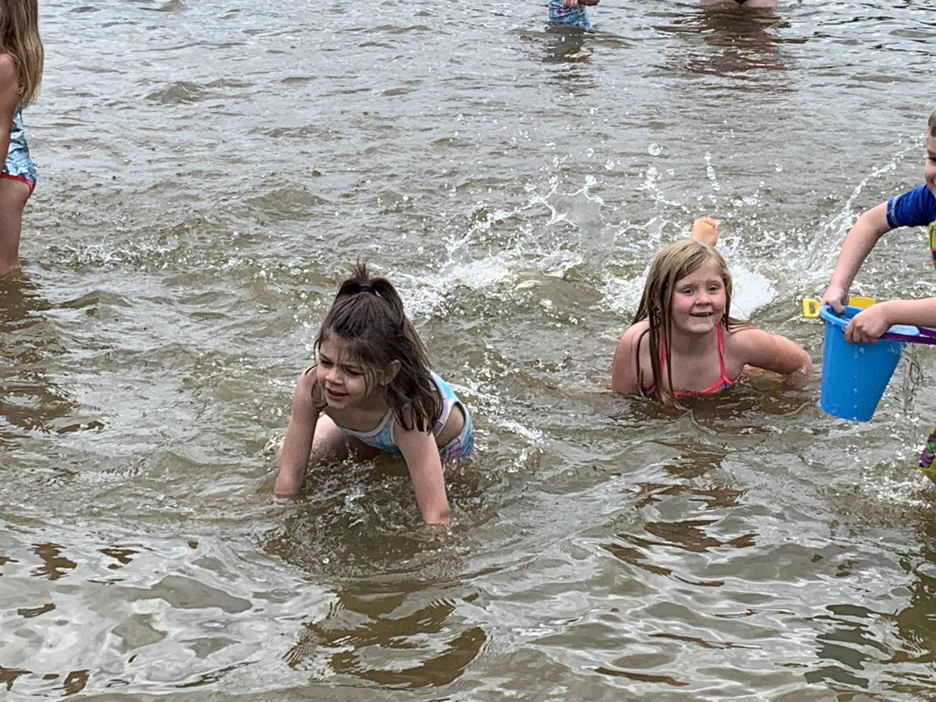 2 students swim.