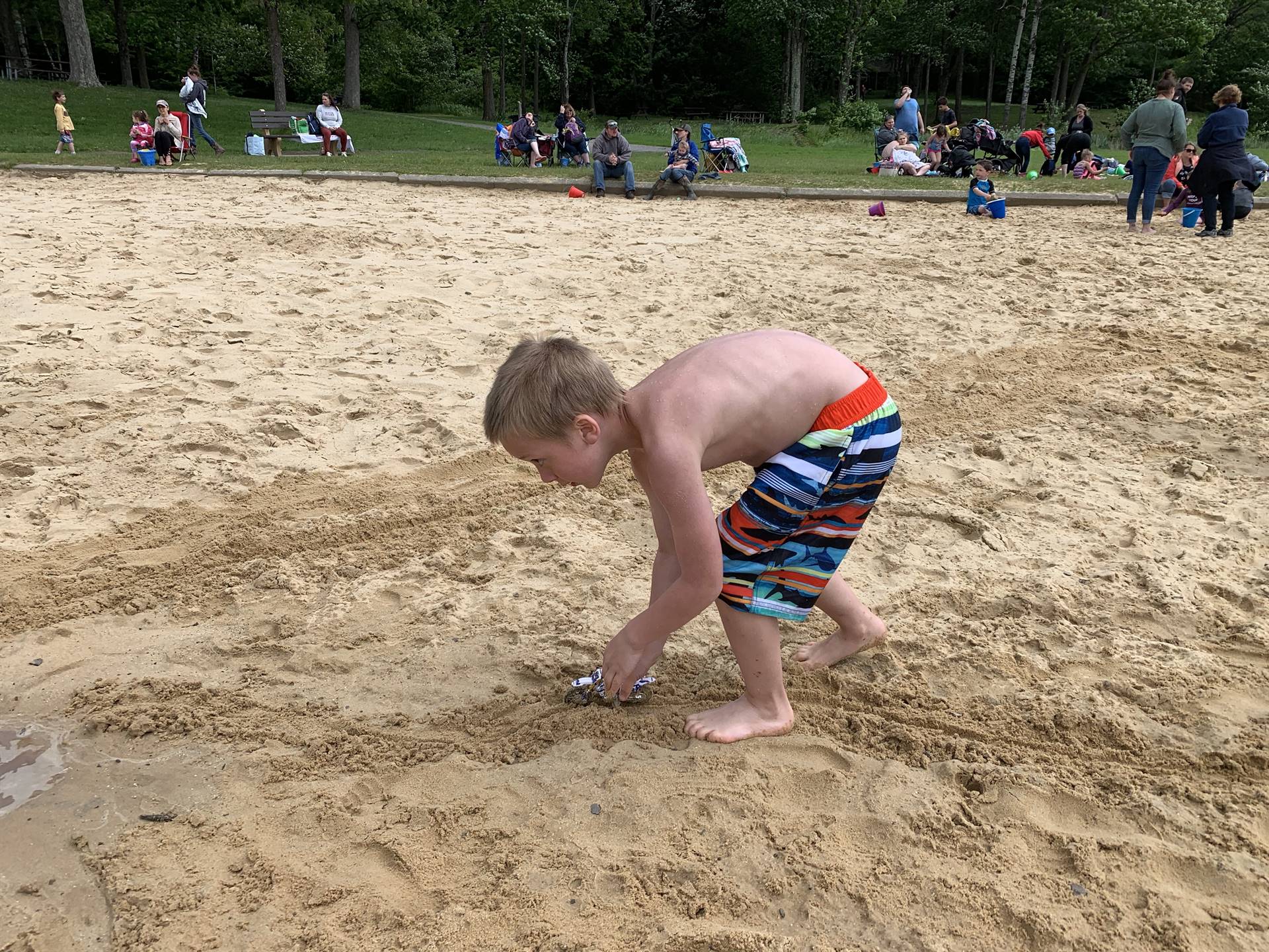 A student tries out his race car course.