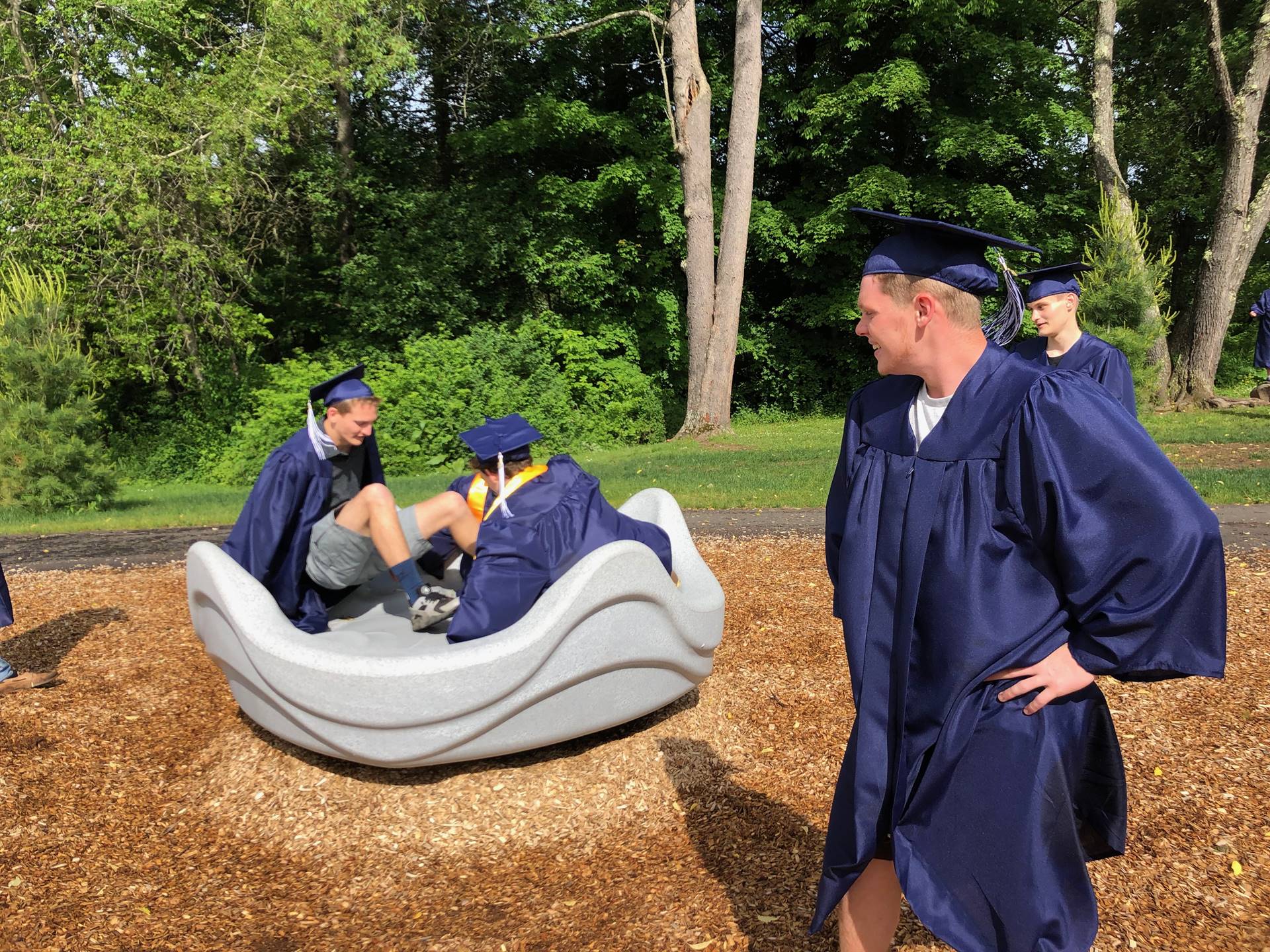 Senior students try out playground.
