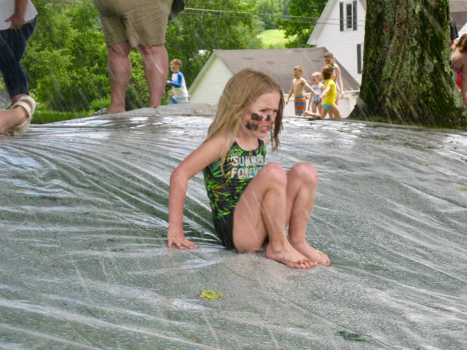 A student on water slide.