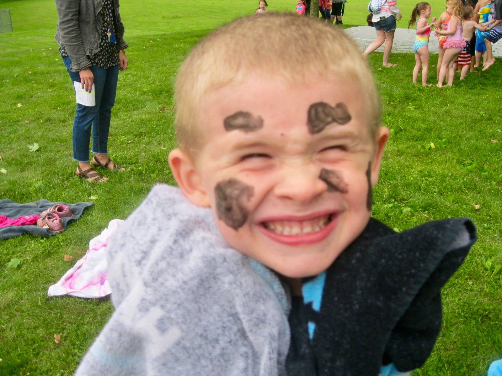 1 student with face painted.