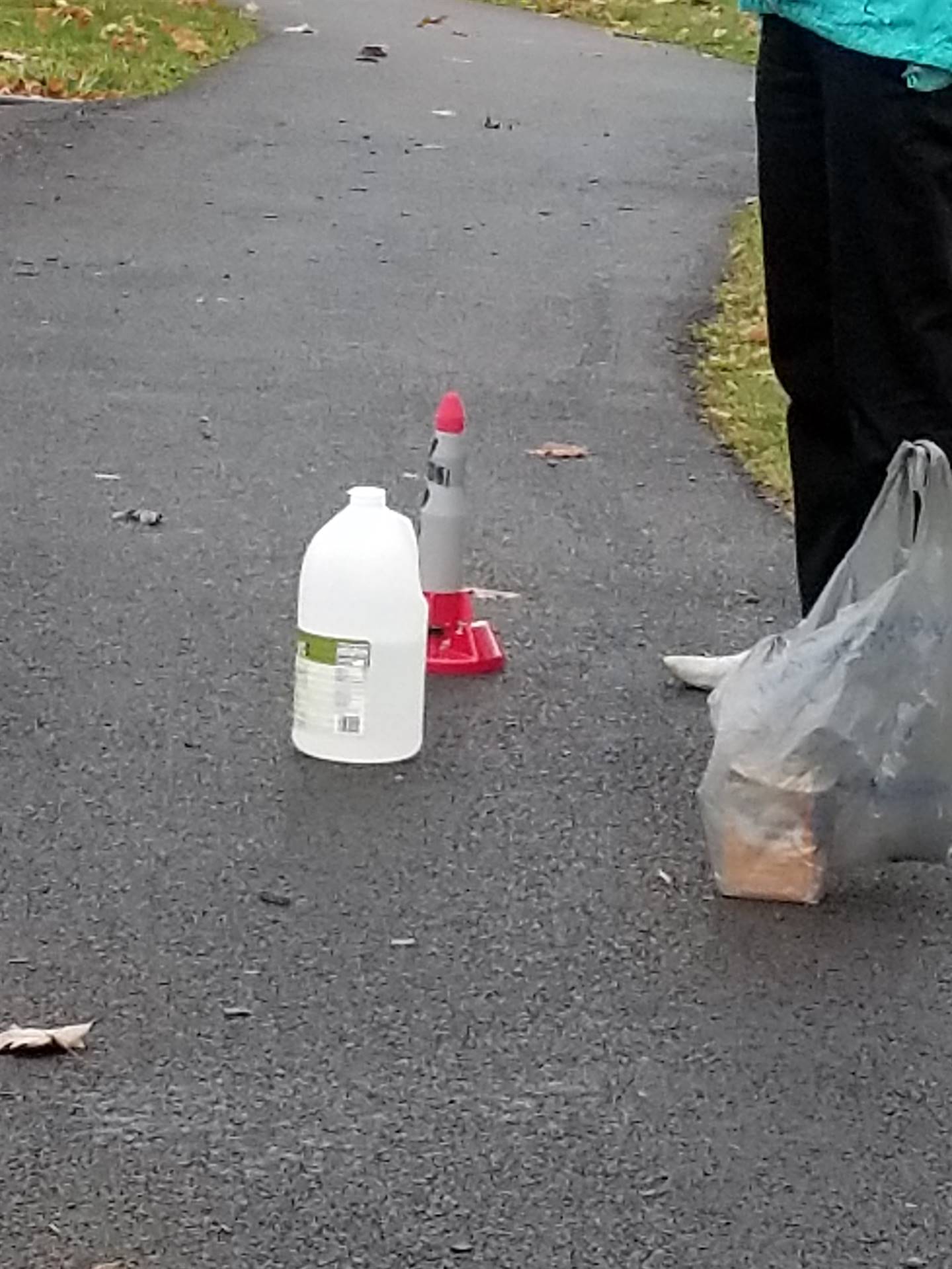 Rocket launch materials are on the ground.