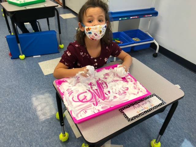 1 student writes "me" in shaving cream!