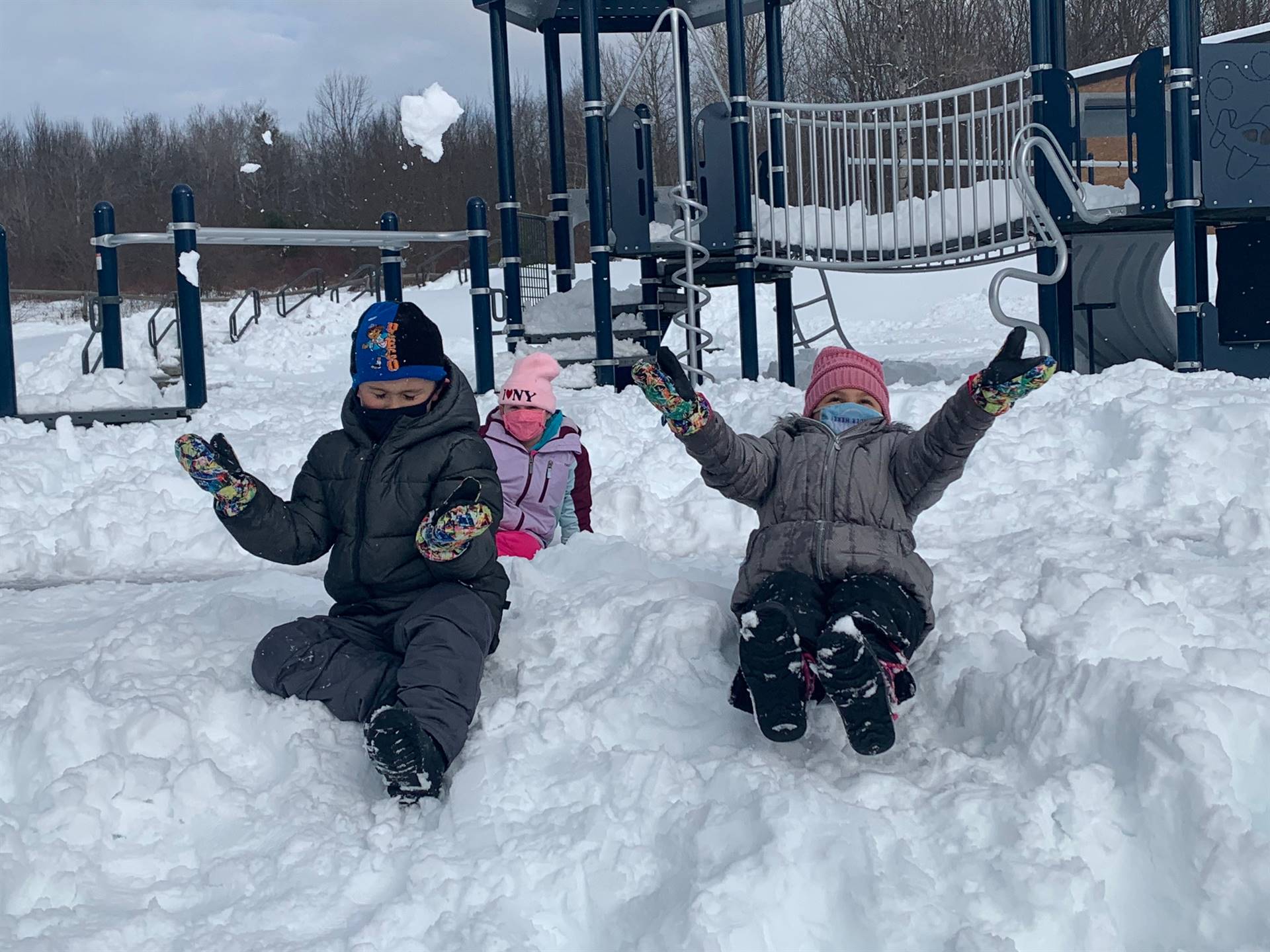 students throwing snow in the air!