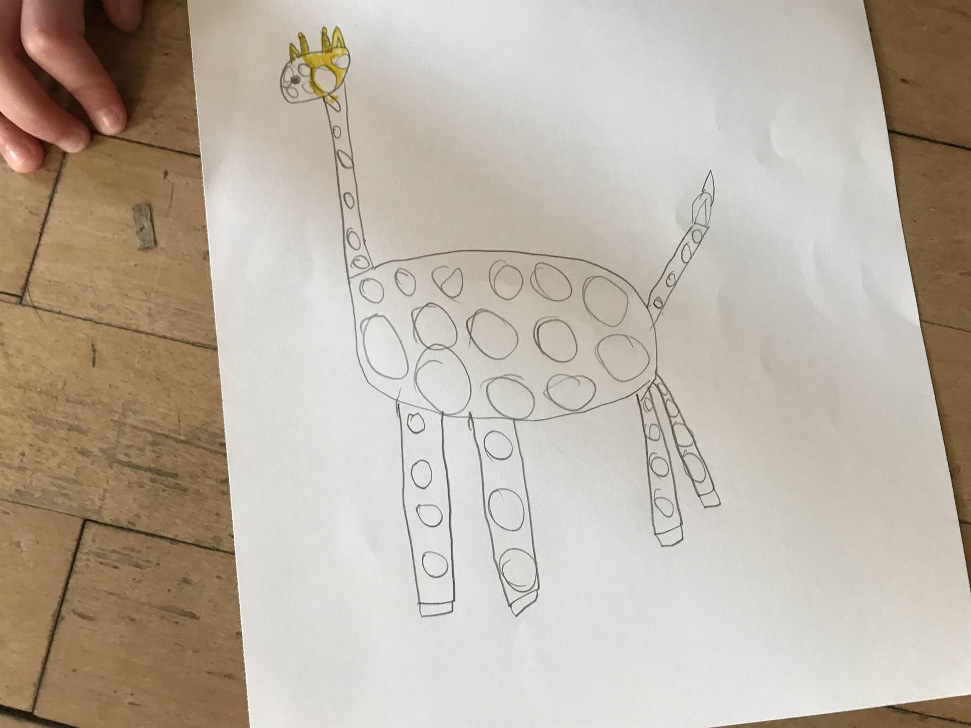 A drawing of a giraffe.