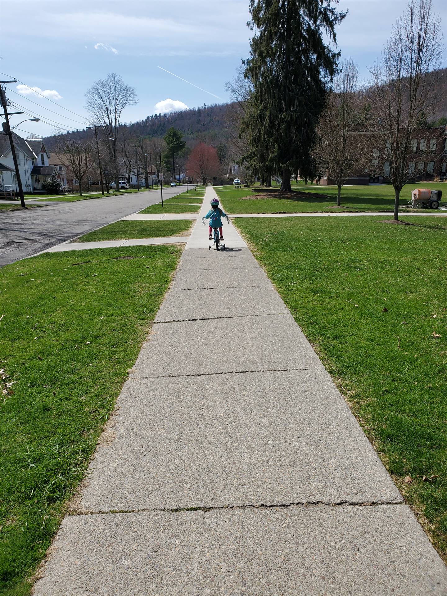 a student biking