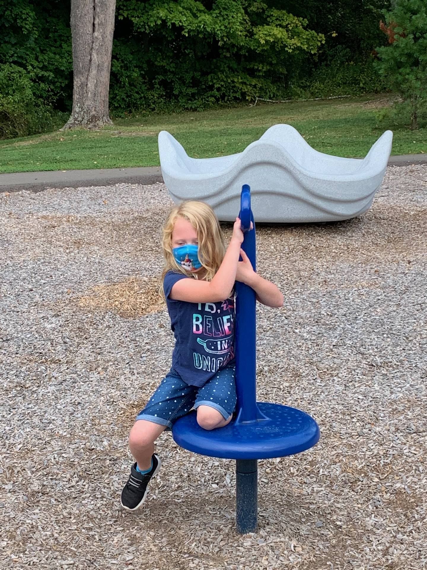 a student on a spinner