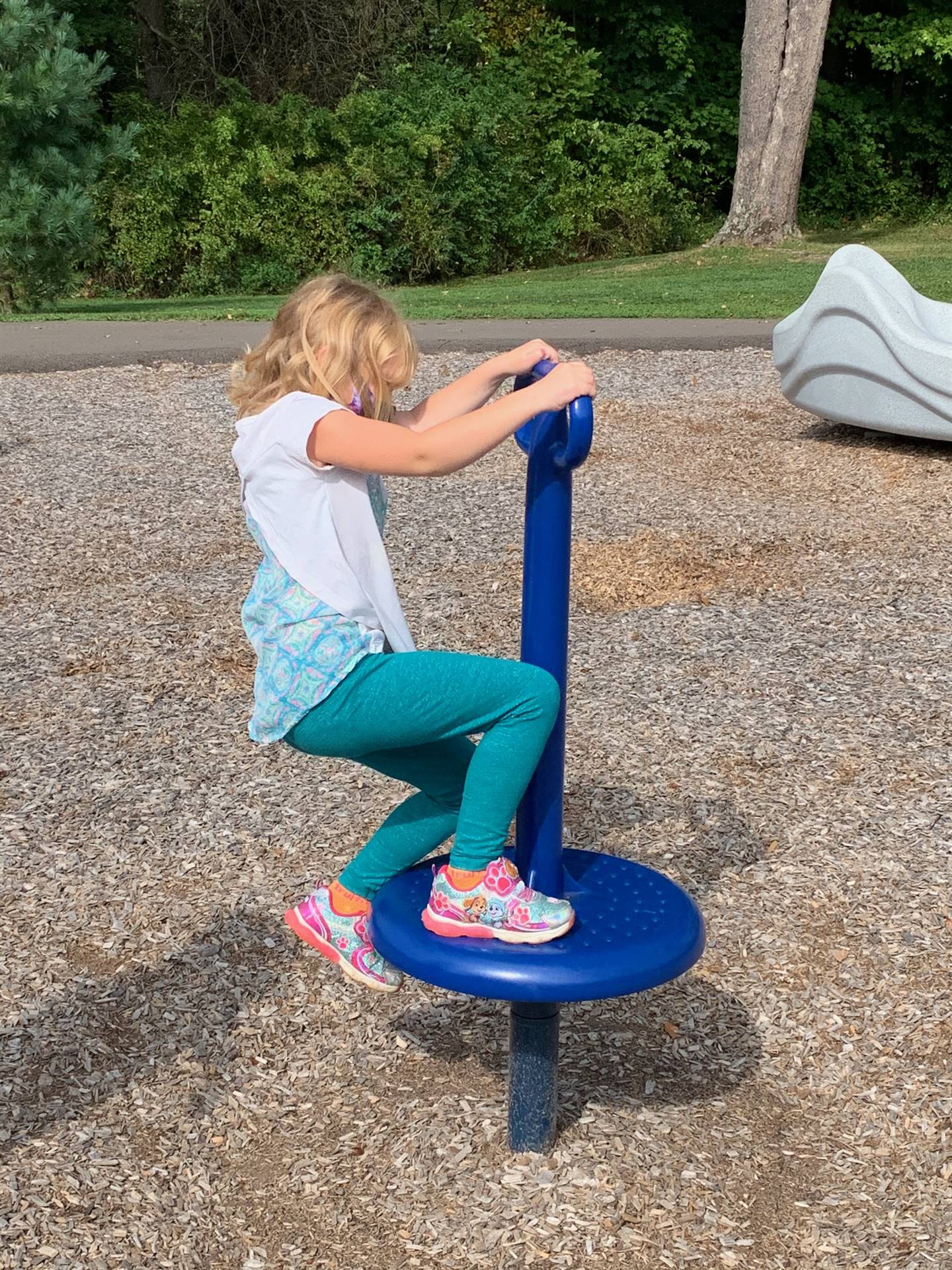 a student spins on spinner