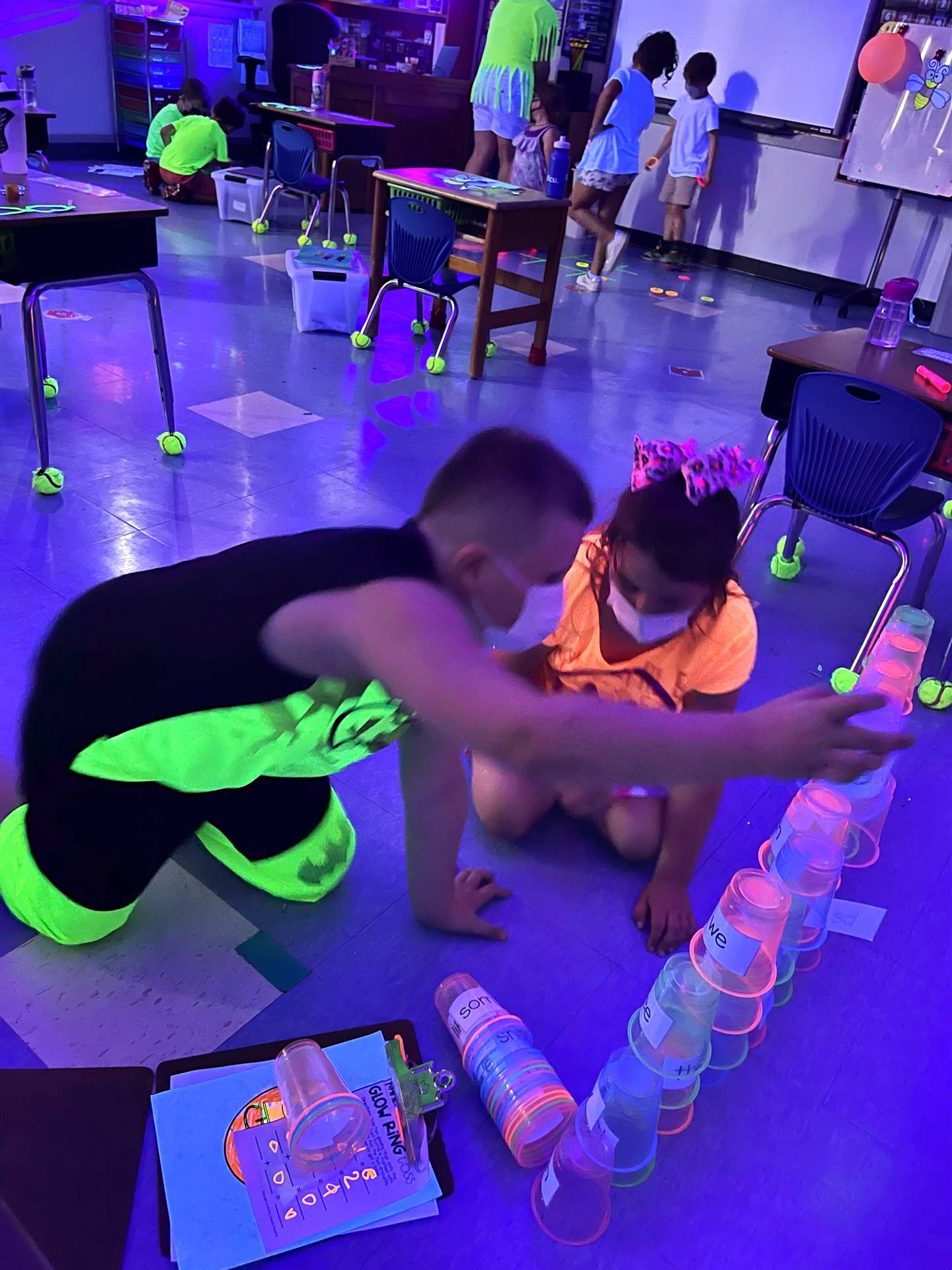 Student fun with "glowing" items