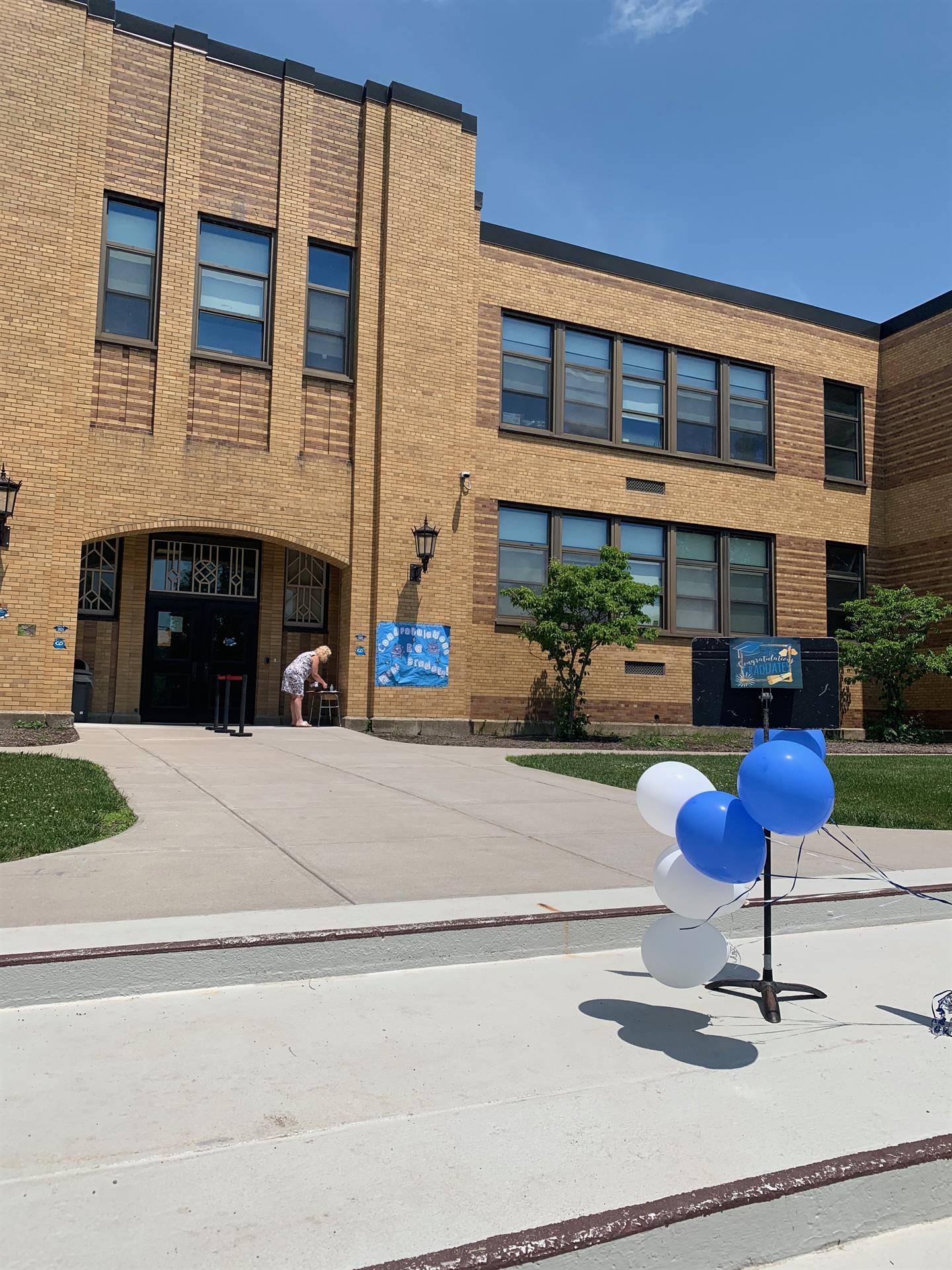 front of school building