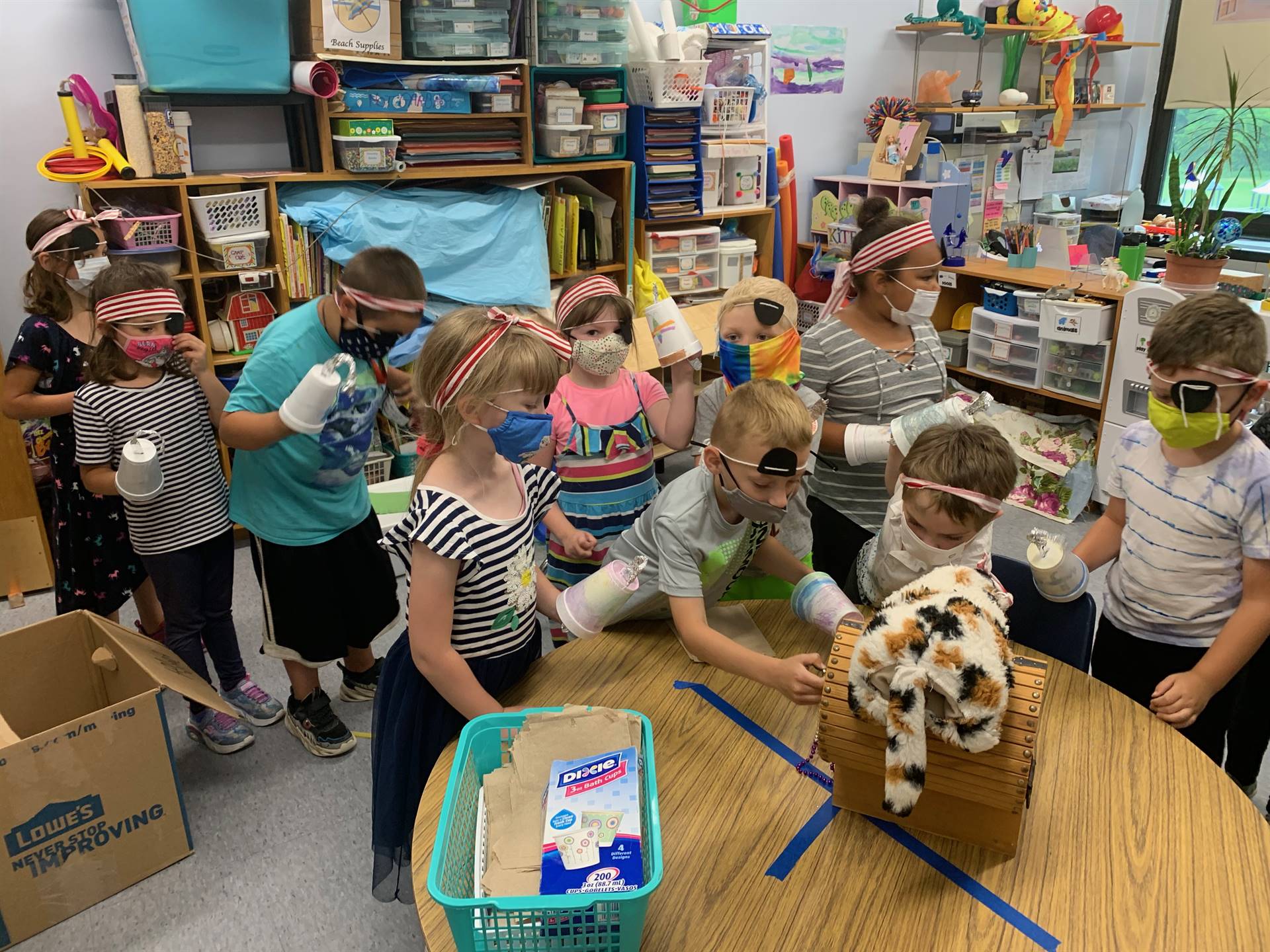 a group of student pirates find the gold treasure box.