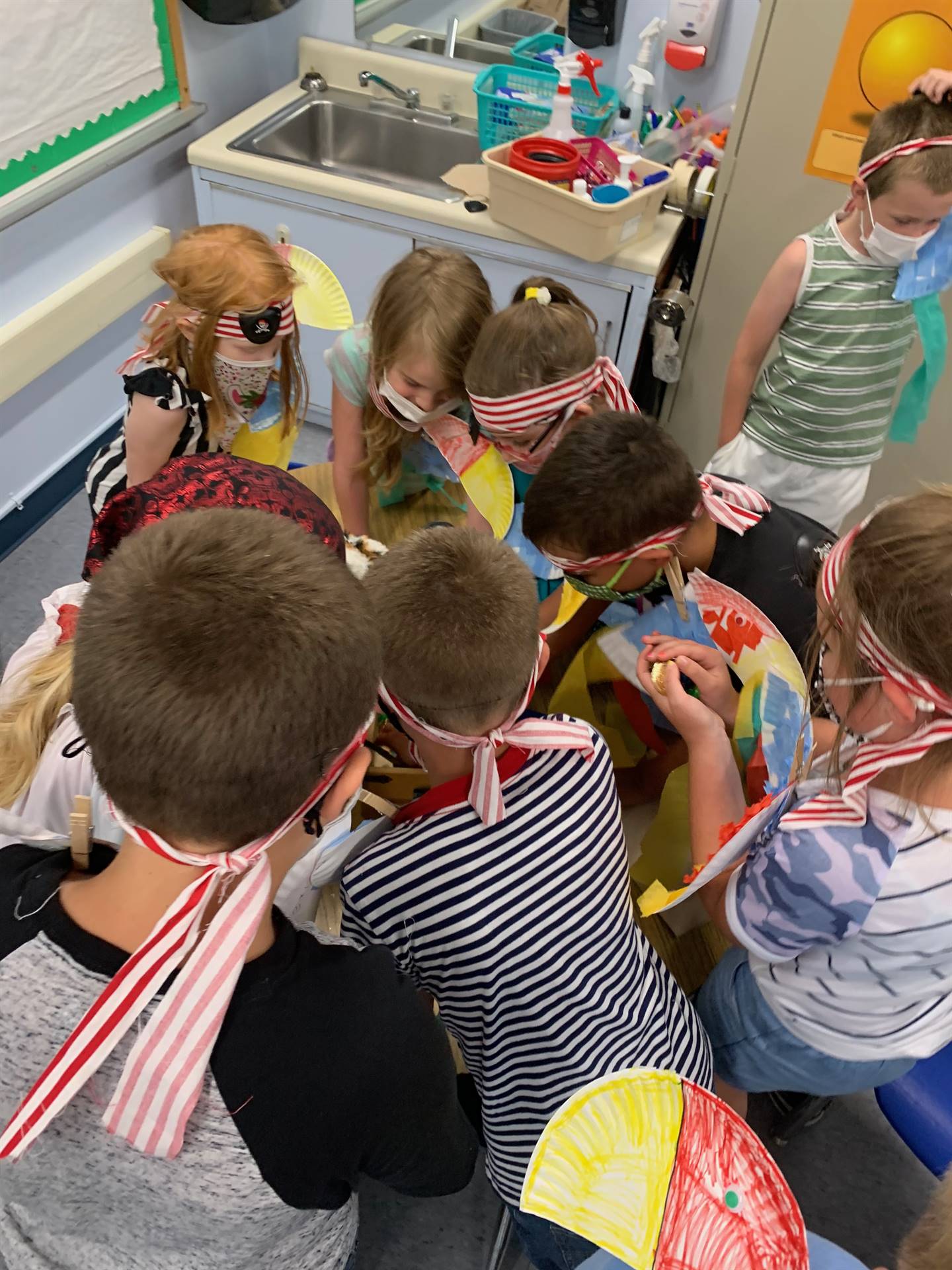 a group of student pirates find the gold treasure box.