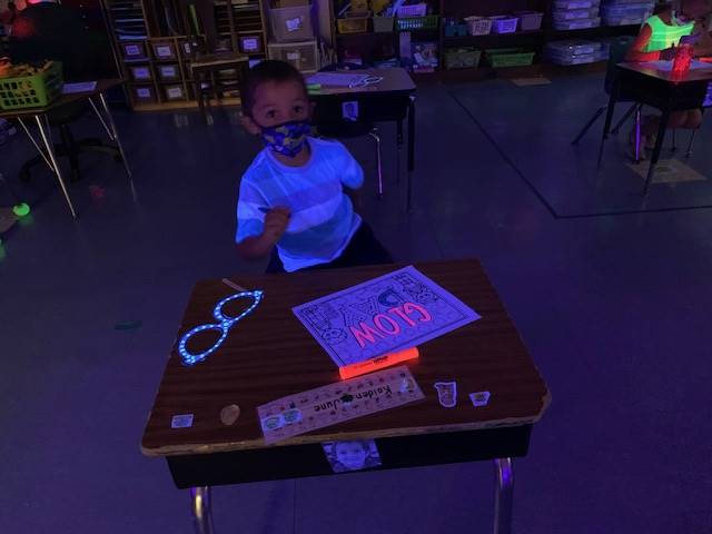 Student fun with "glowing" items