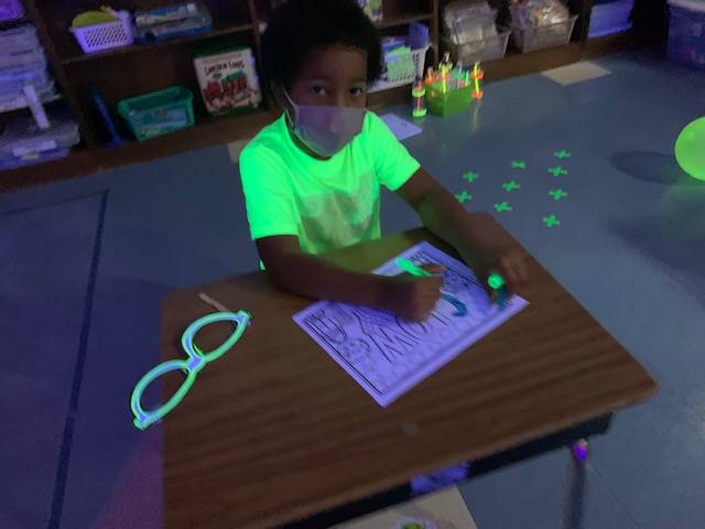 Student fun with "glowing" items