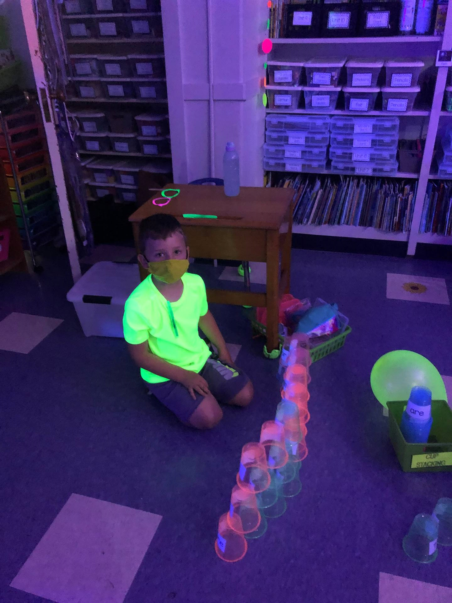 Student fun with "glowing" items