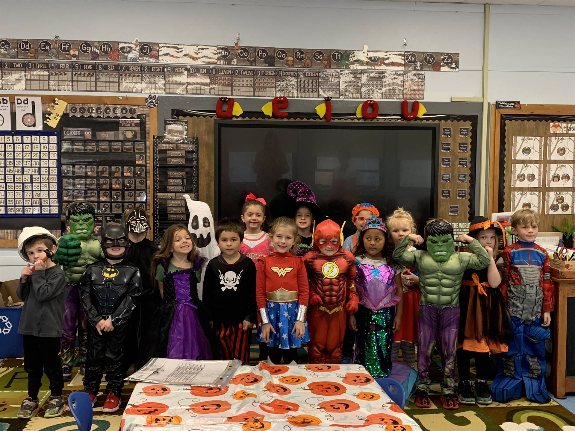 a class of students all dressed up for halloween