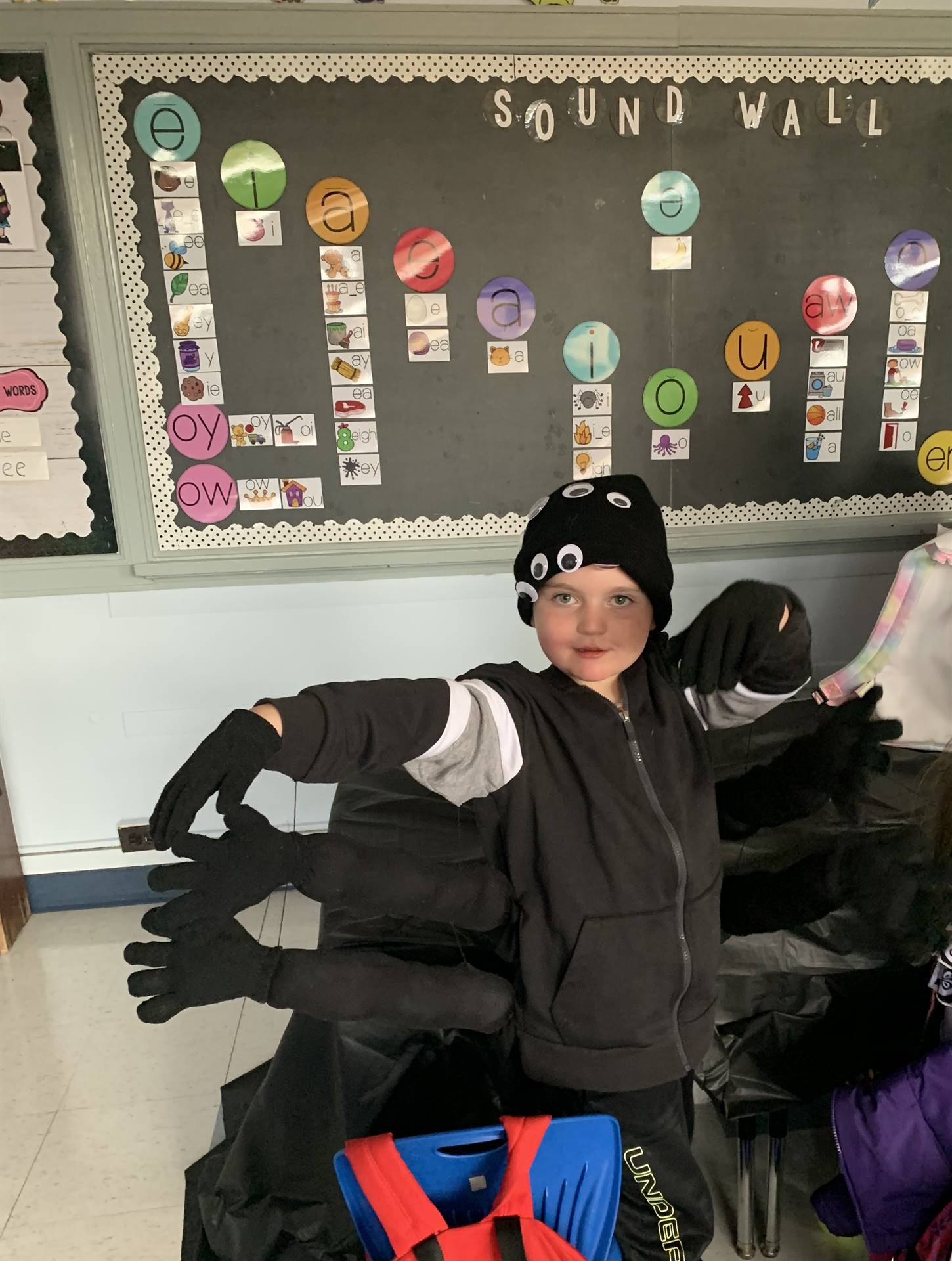 a student dressed as a spider