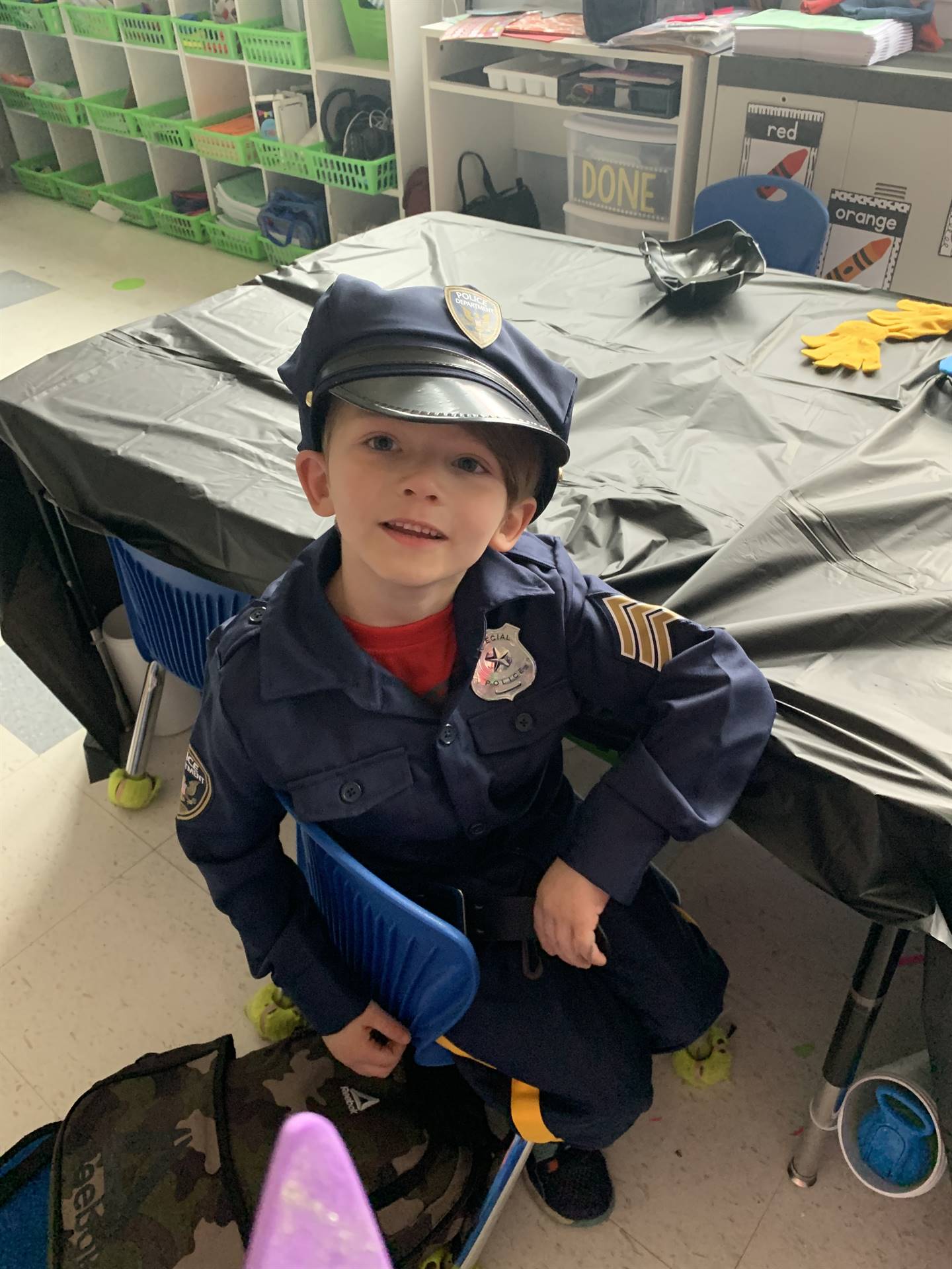 a student dressed as a police officer