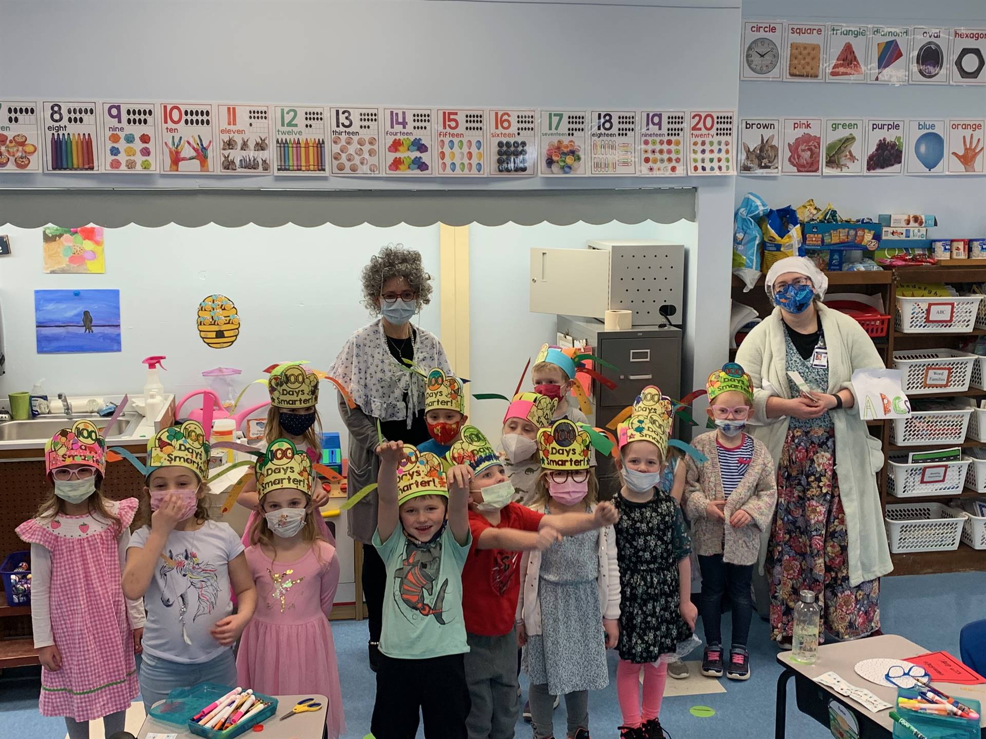 Class with 100 days smarter hats on.