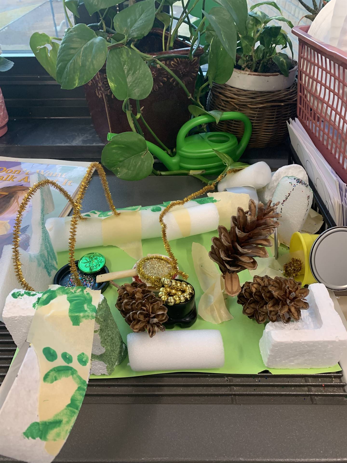 leprechaun trap with a tunnel and pinecones