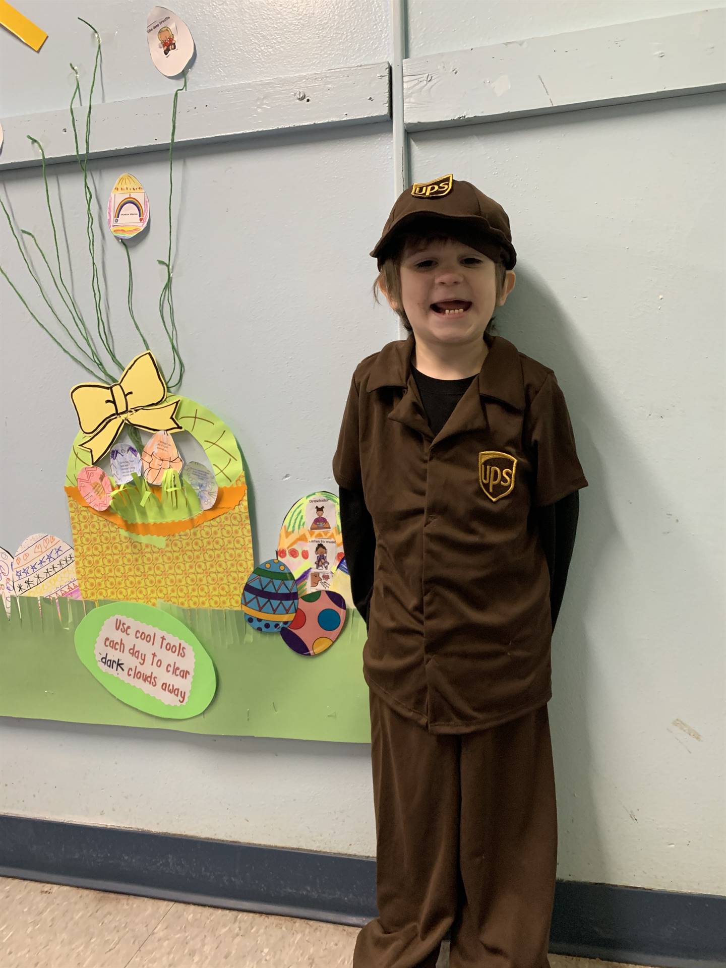 student dressed as UPS man.