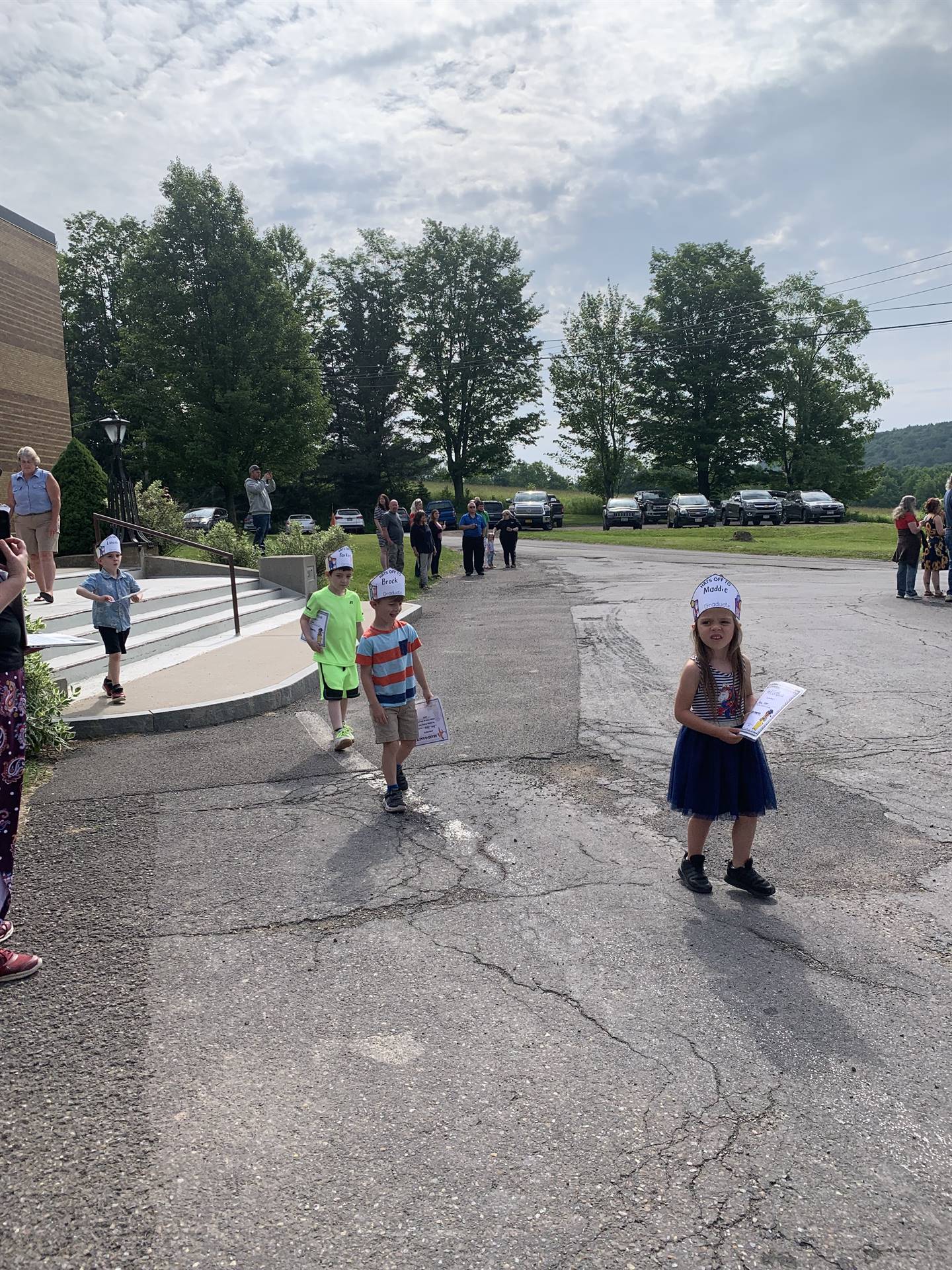 students walking in a circle