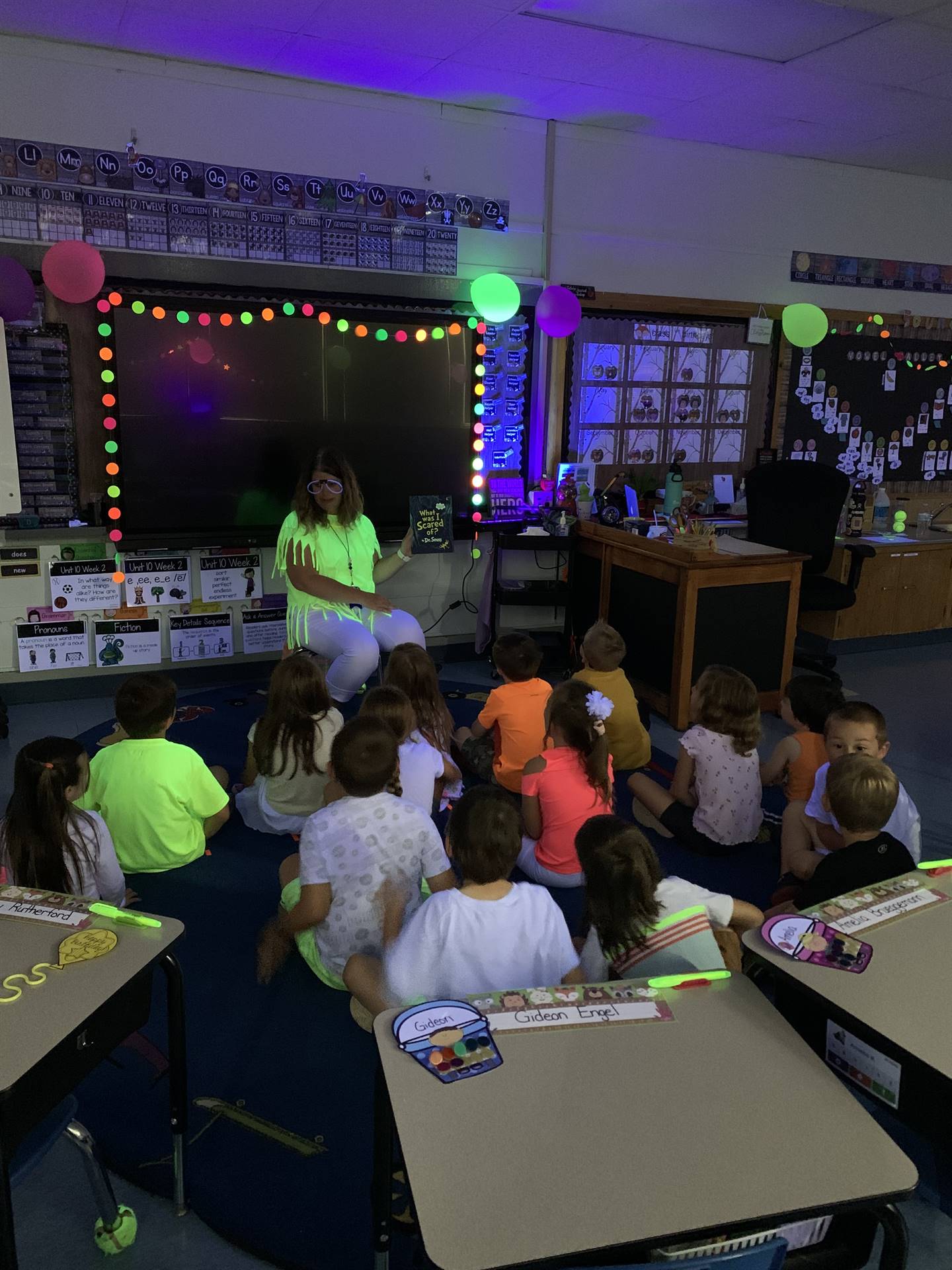 a class glows up during glow day