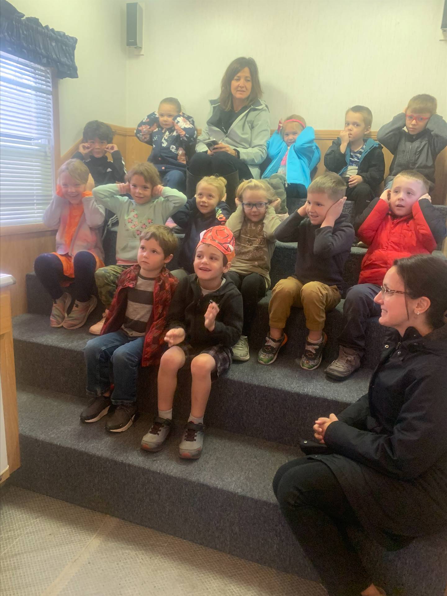 students sitting on stairs