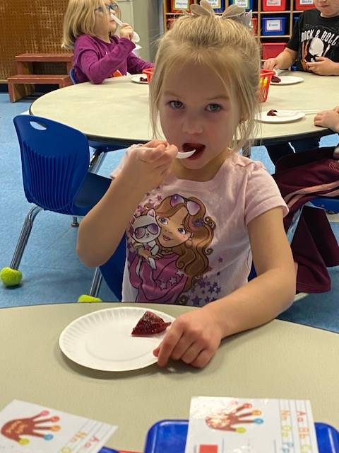 a student tries cranberry sauce