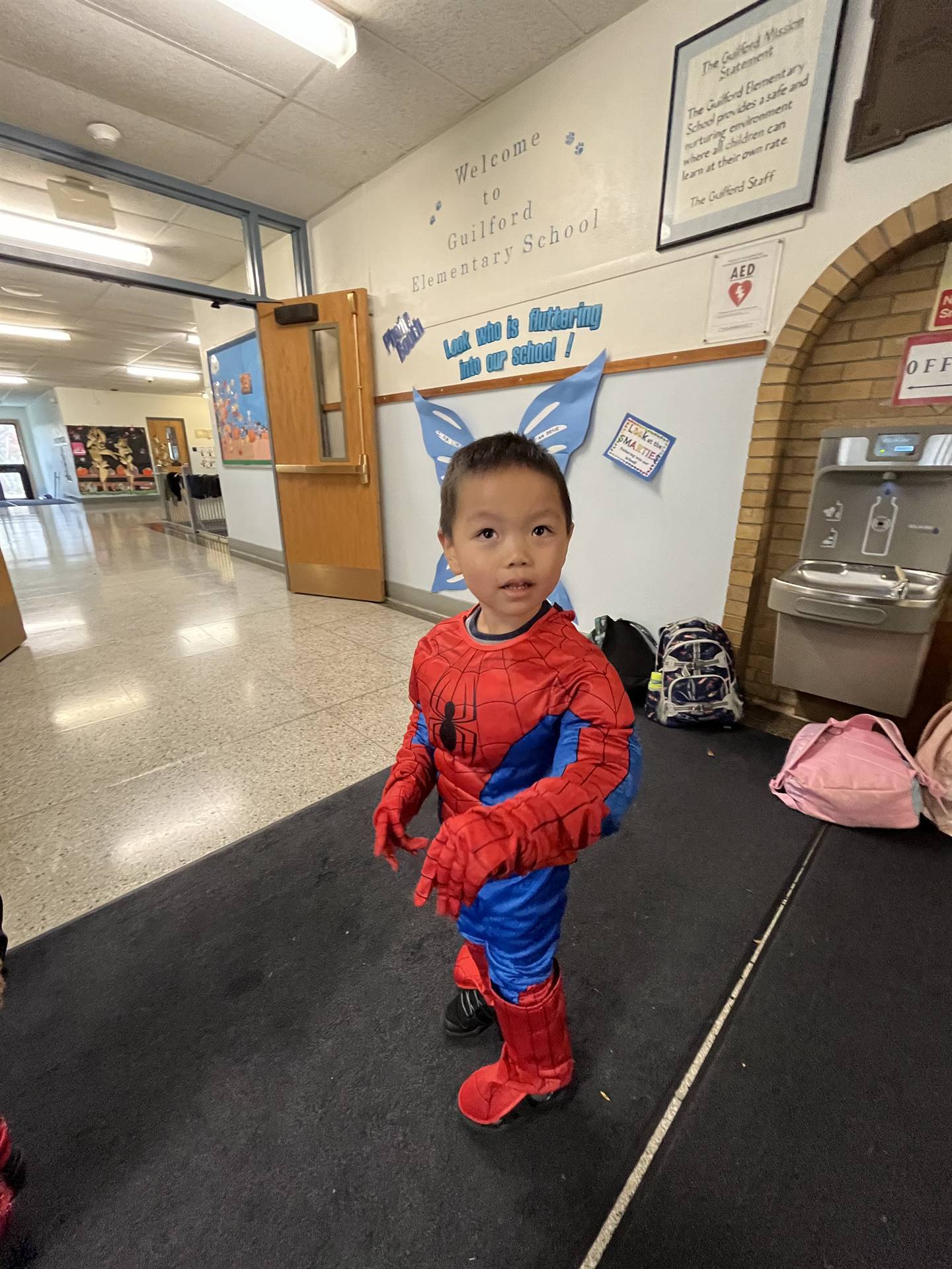 a student dressed as spiderman