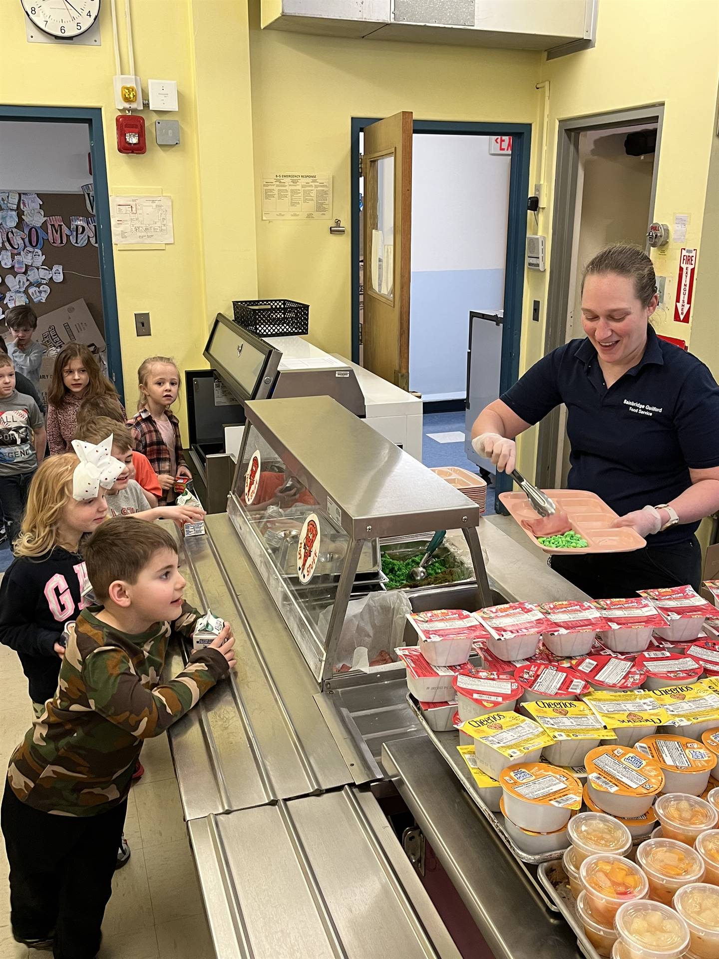 Cafeteria staff serves up green eggs to students