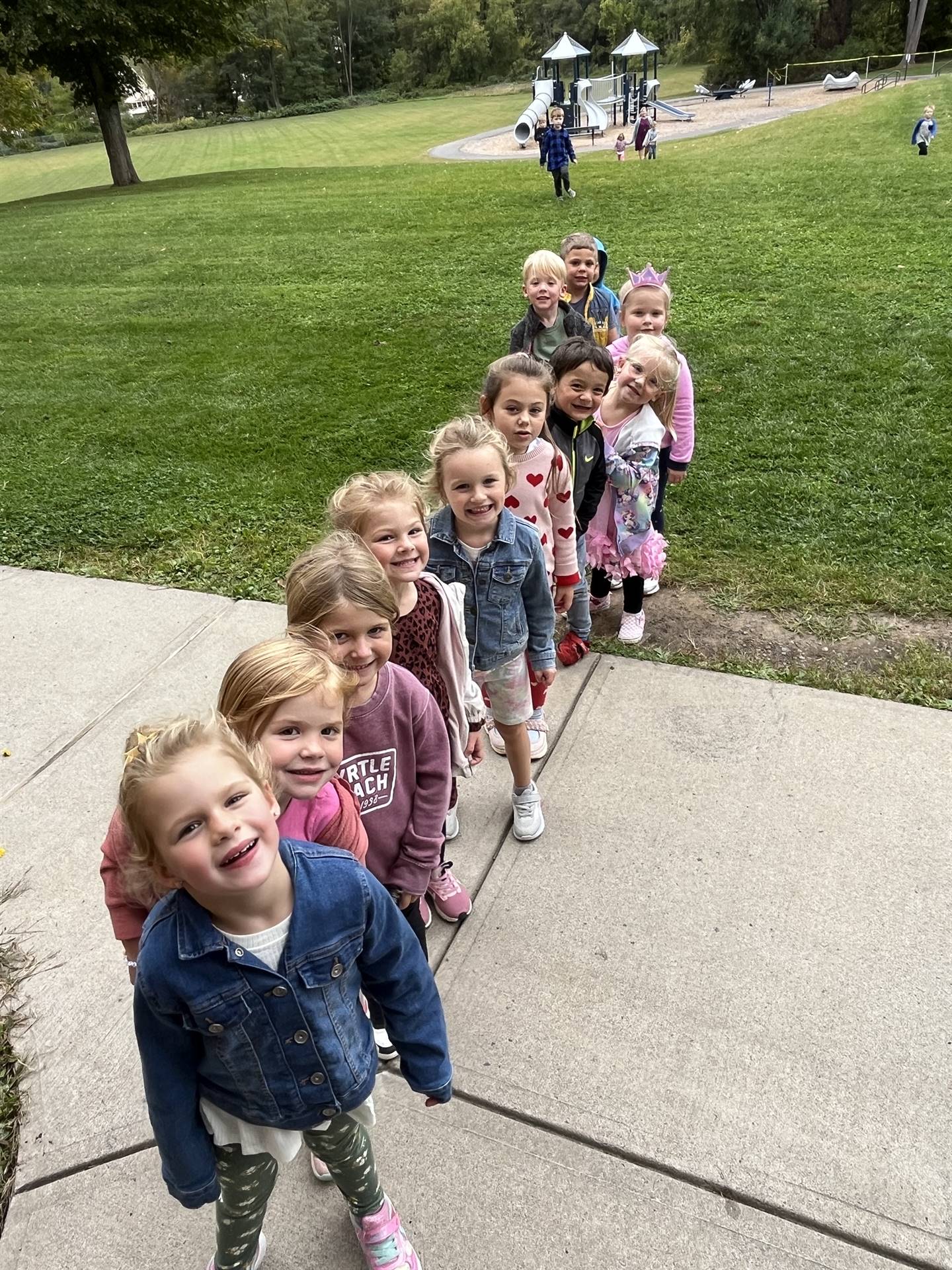 Lining up to come inside