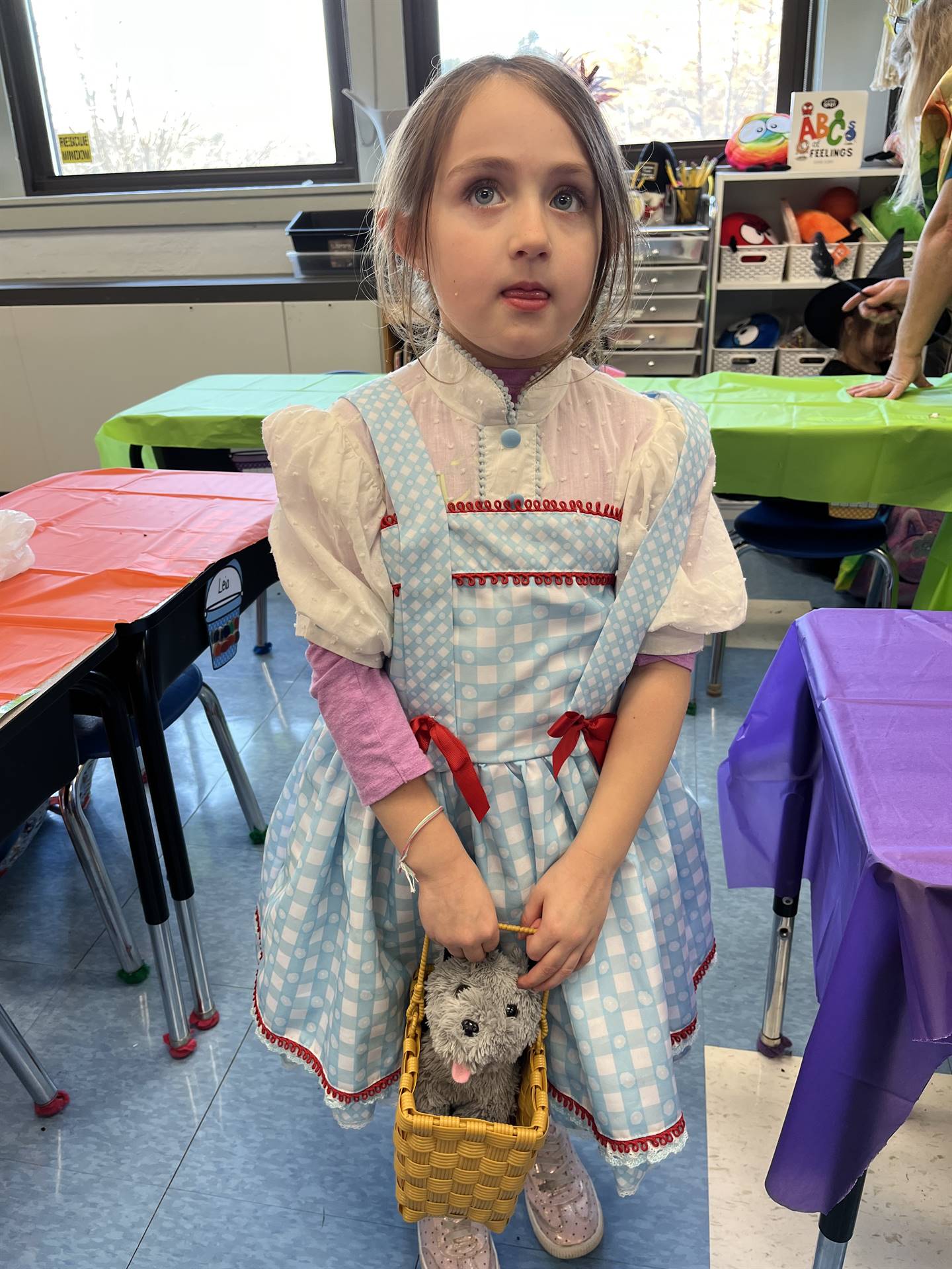 a student dressed up as Dorothy in Wizard of OZ
