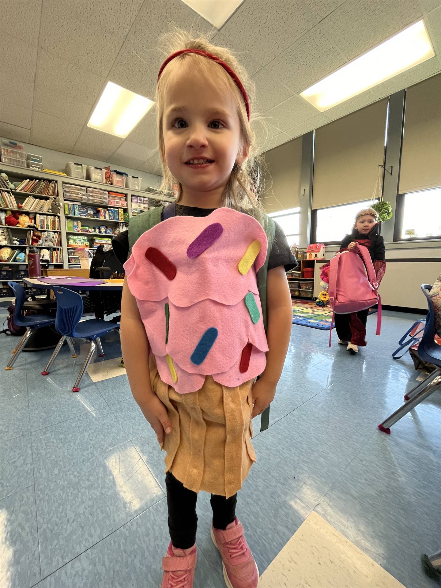 a student dressed as a cupcake.