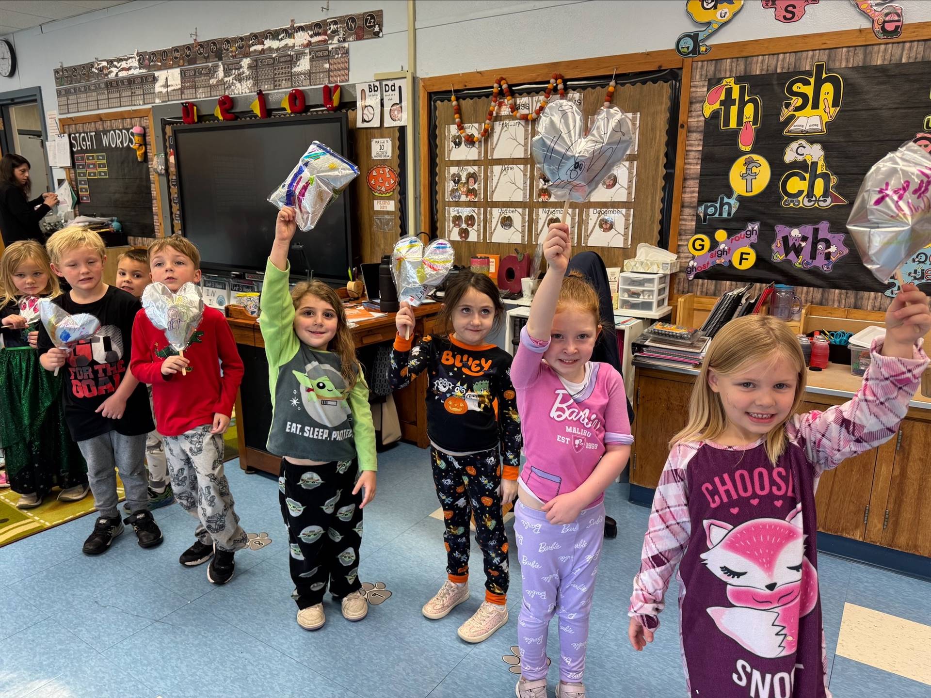 children reenacting a Macy's Day parade complete with balloons!