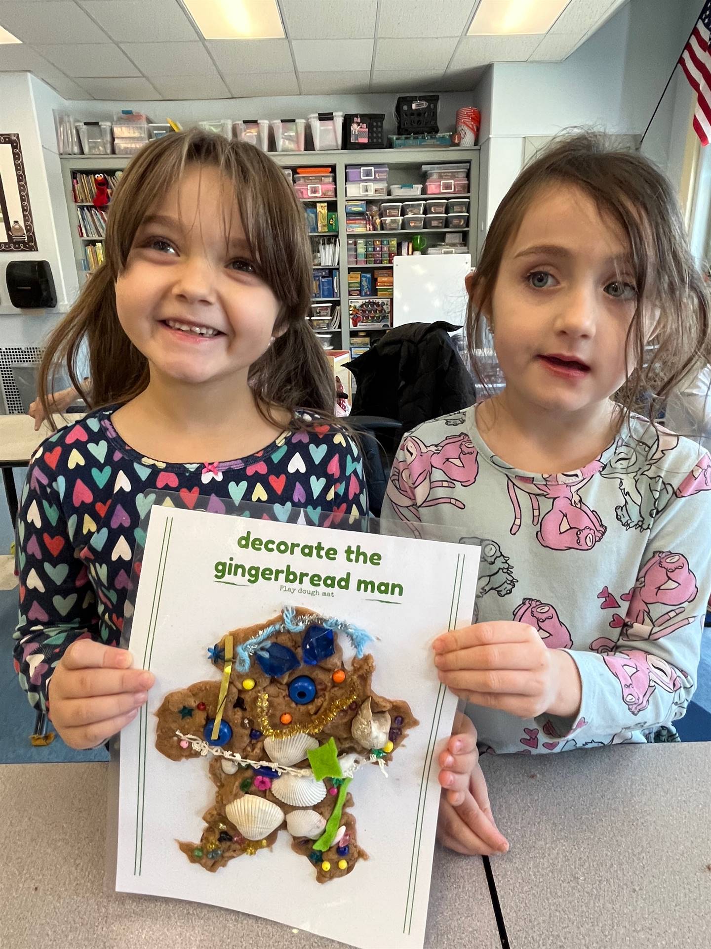 2 students worked together to create a play do ginger bread friend.