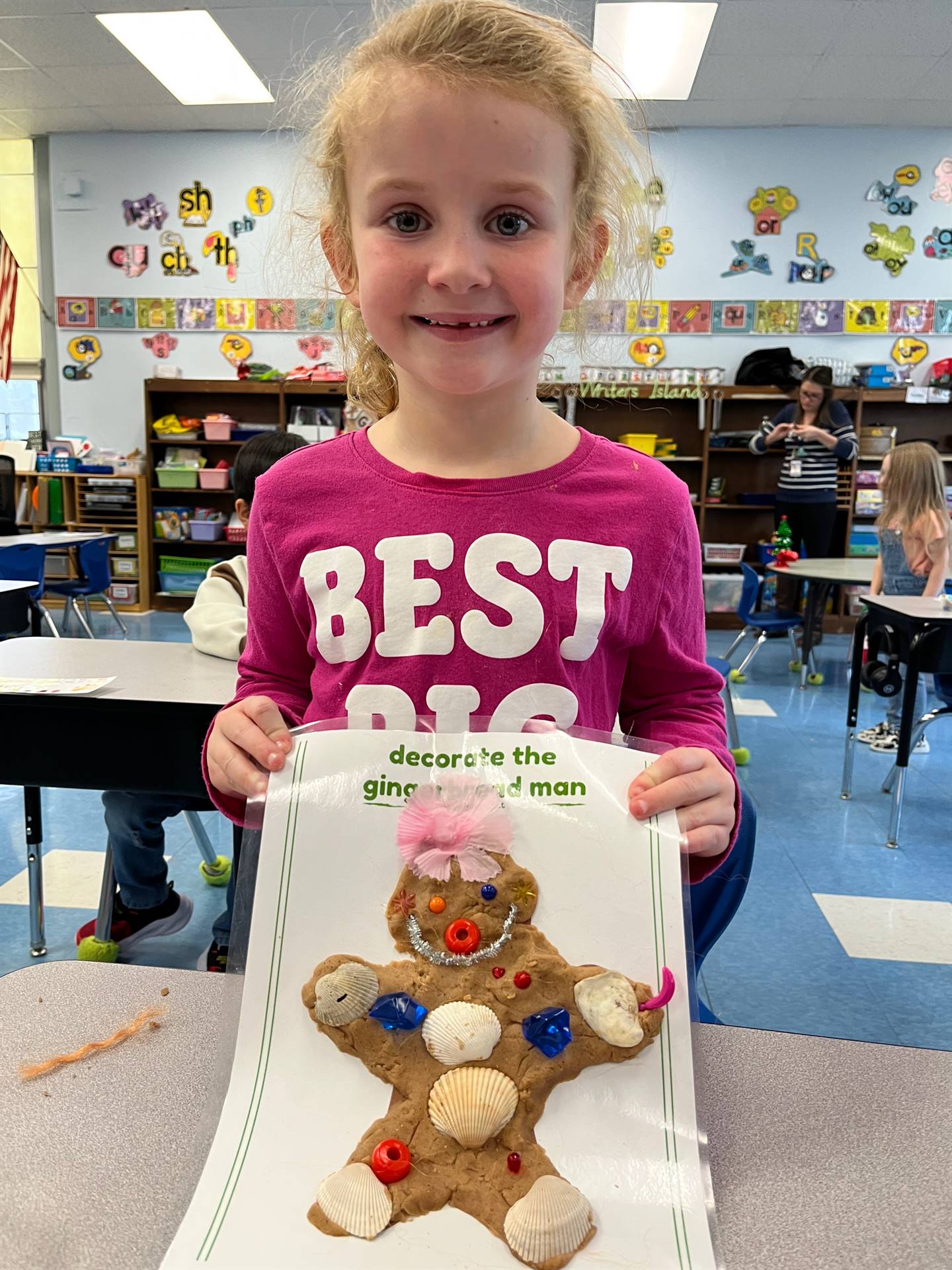 a student created her own gingerbread play do friend!