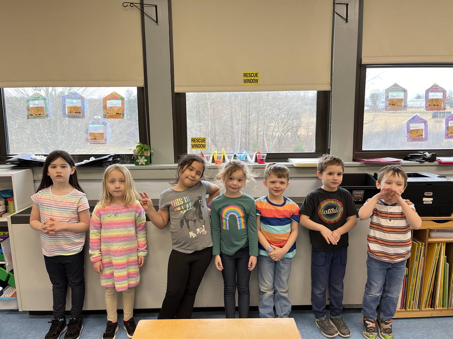 Students dressed up in rainbow colors for spirit week.