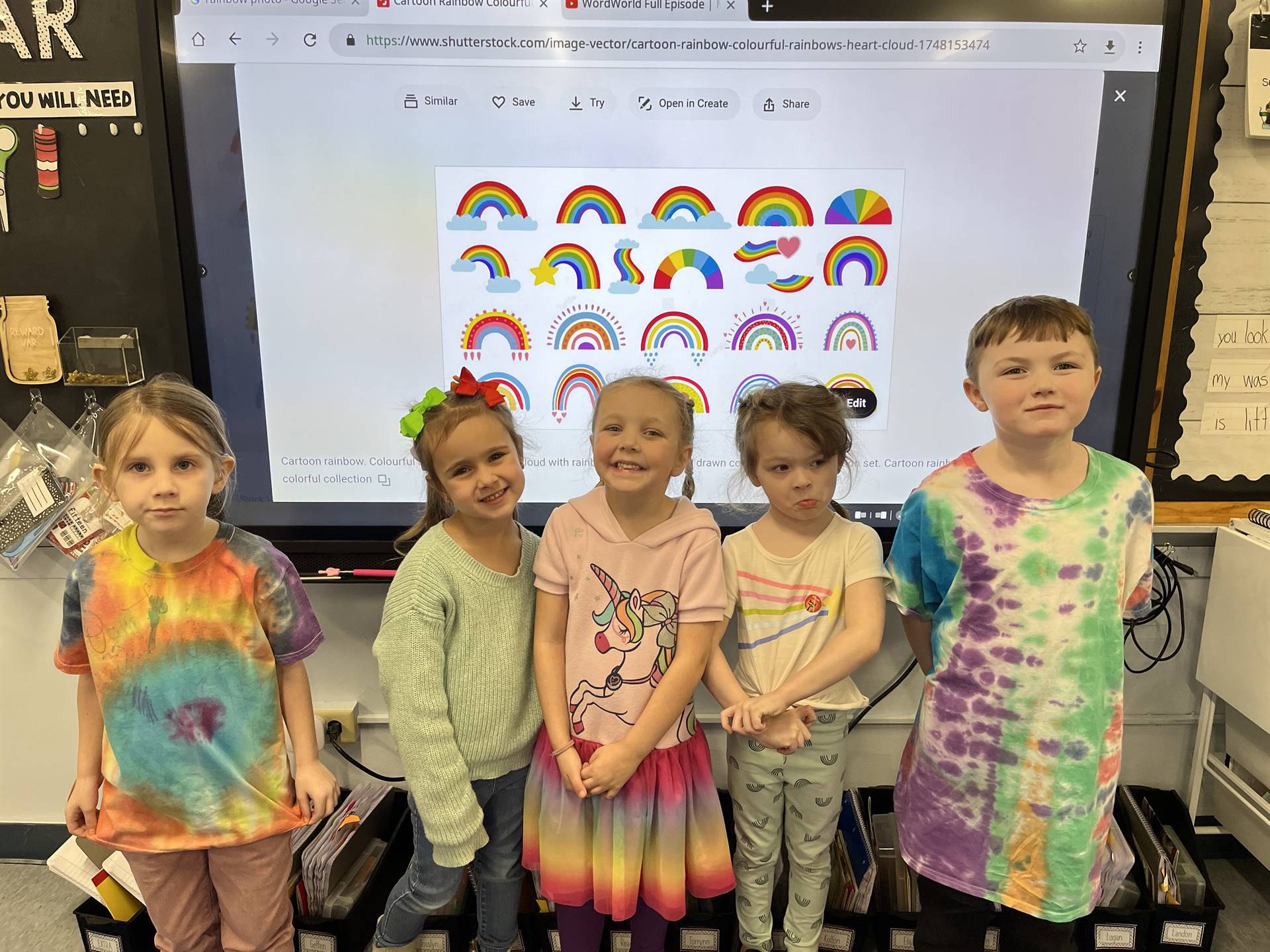 Students dressed up in rainbow colors for spirit week.