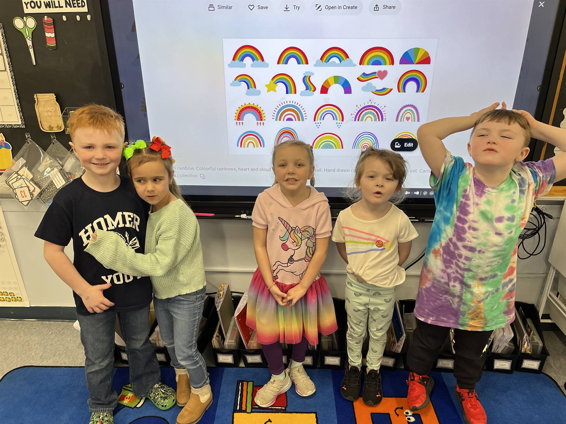 Students dressed up in rainbow colors for spirit week.