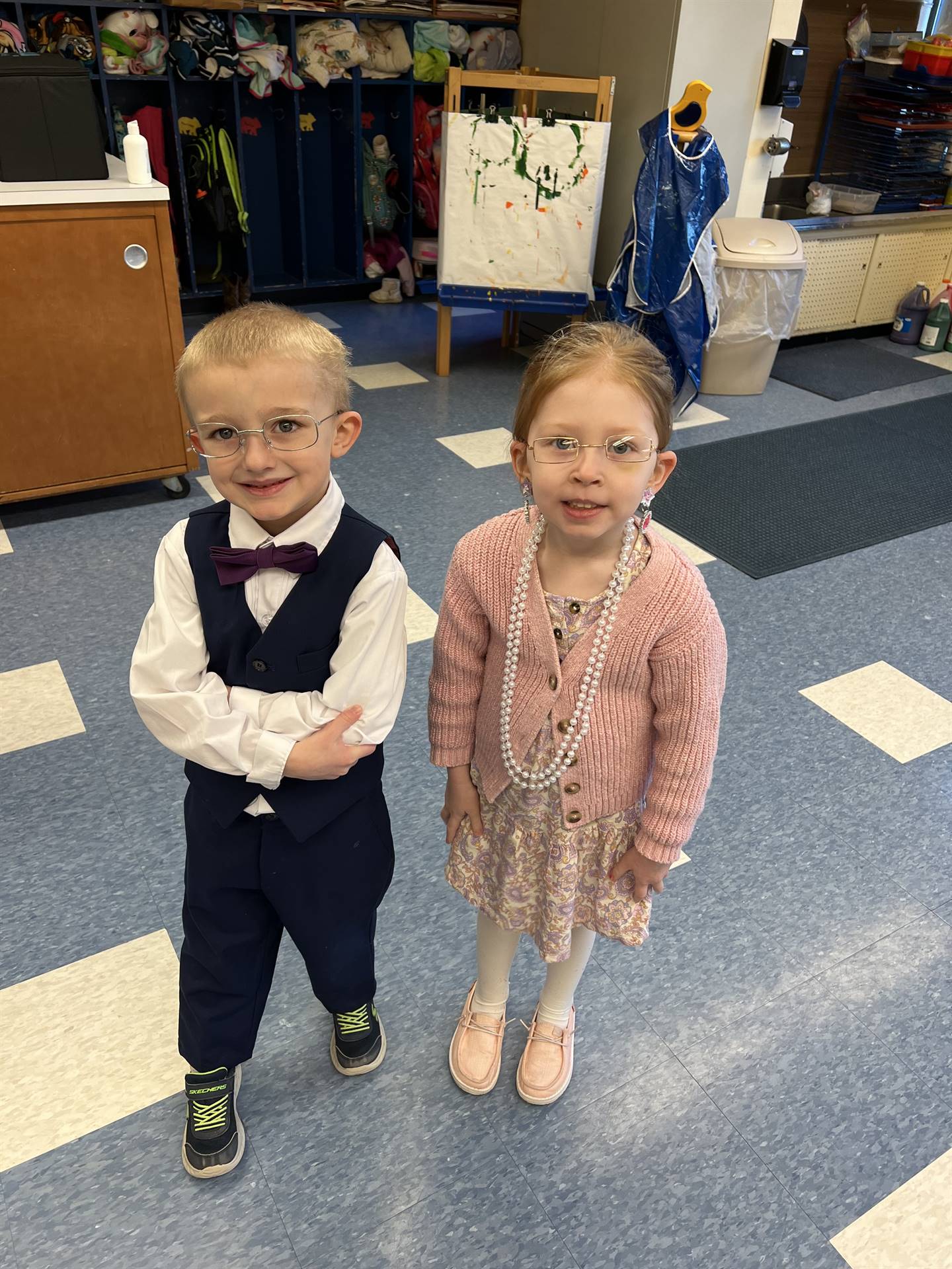 2 students dressed up as 100 yrs. old.