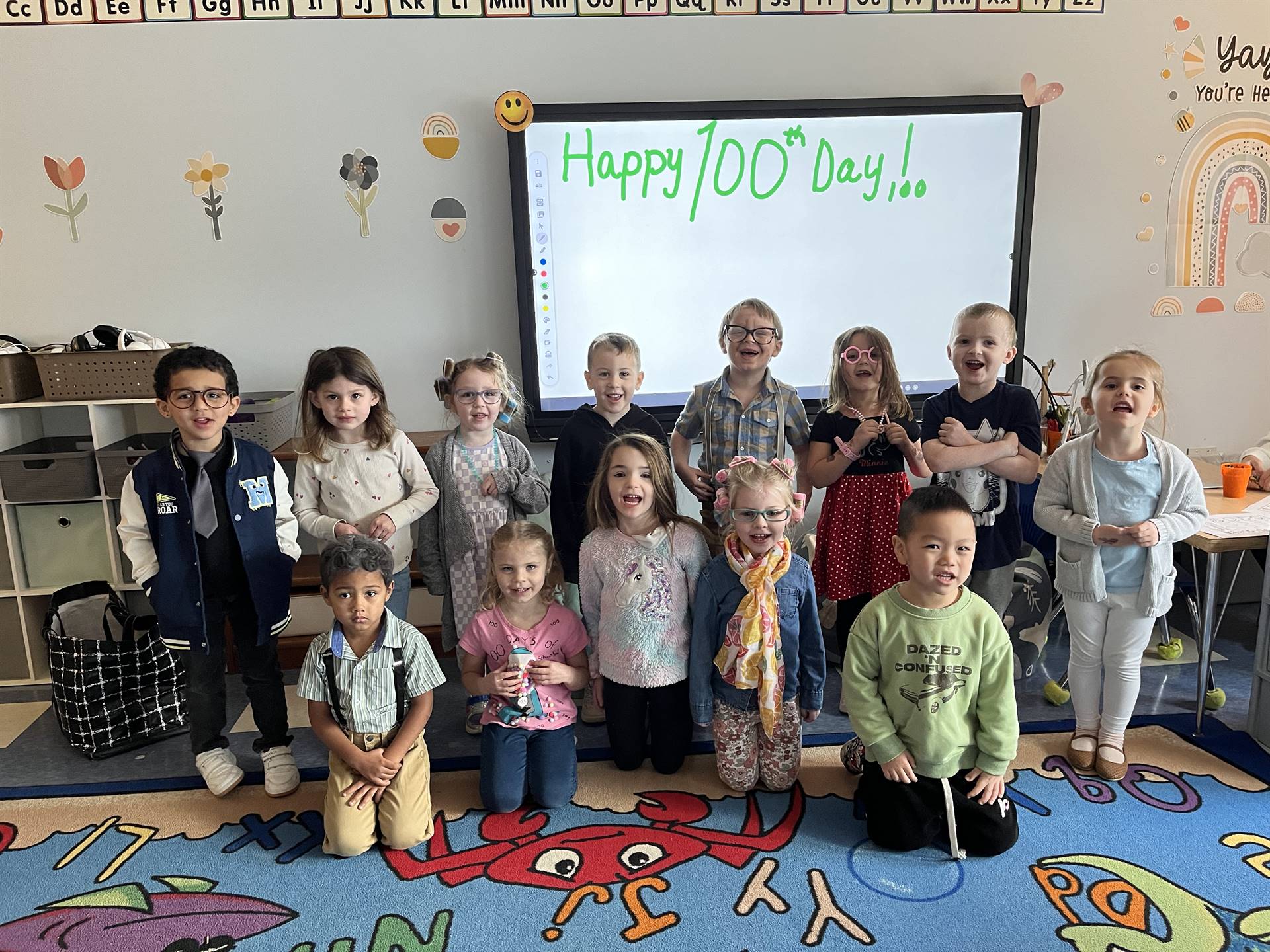 students dressed up as 100 yrs. old.