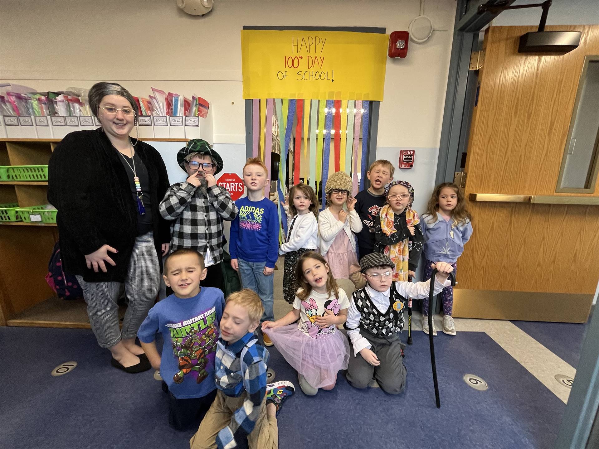 students dressed up as 100 yrs. old.