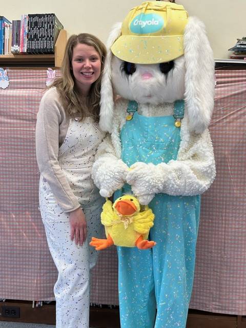 The Easter Bunny stands with a friend!