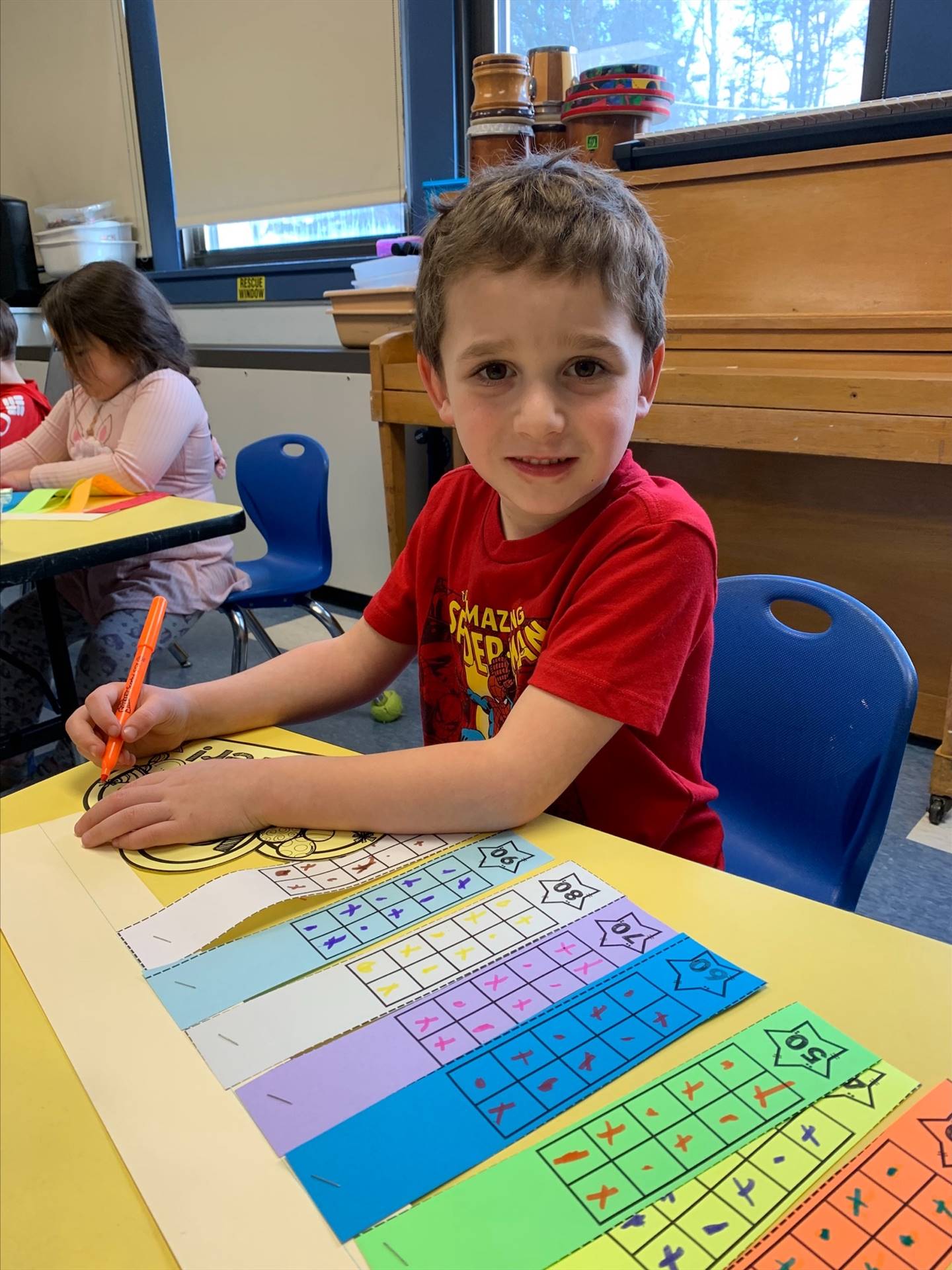 student using food to count on a graph