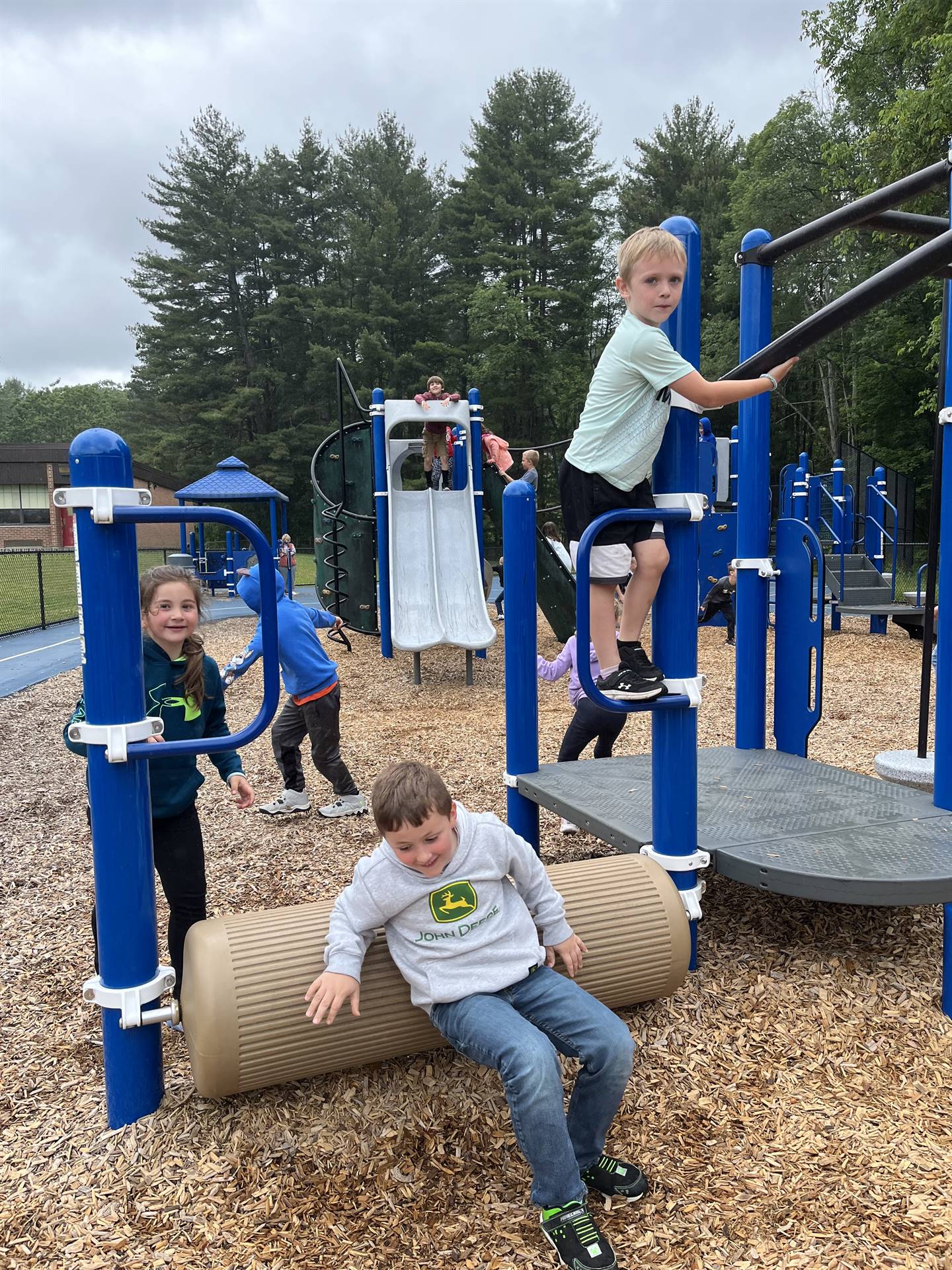 students on playground equipment