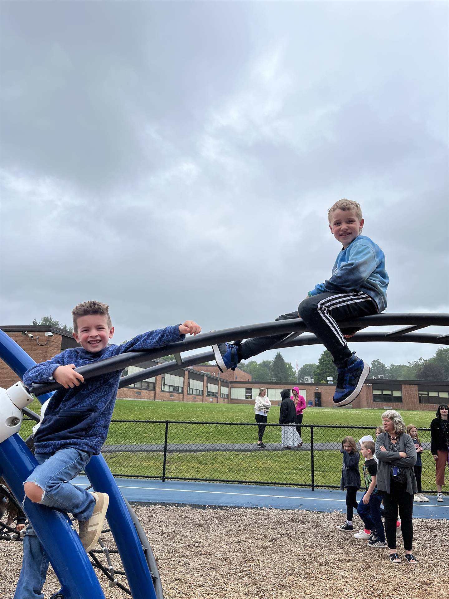 students on playground equipment