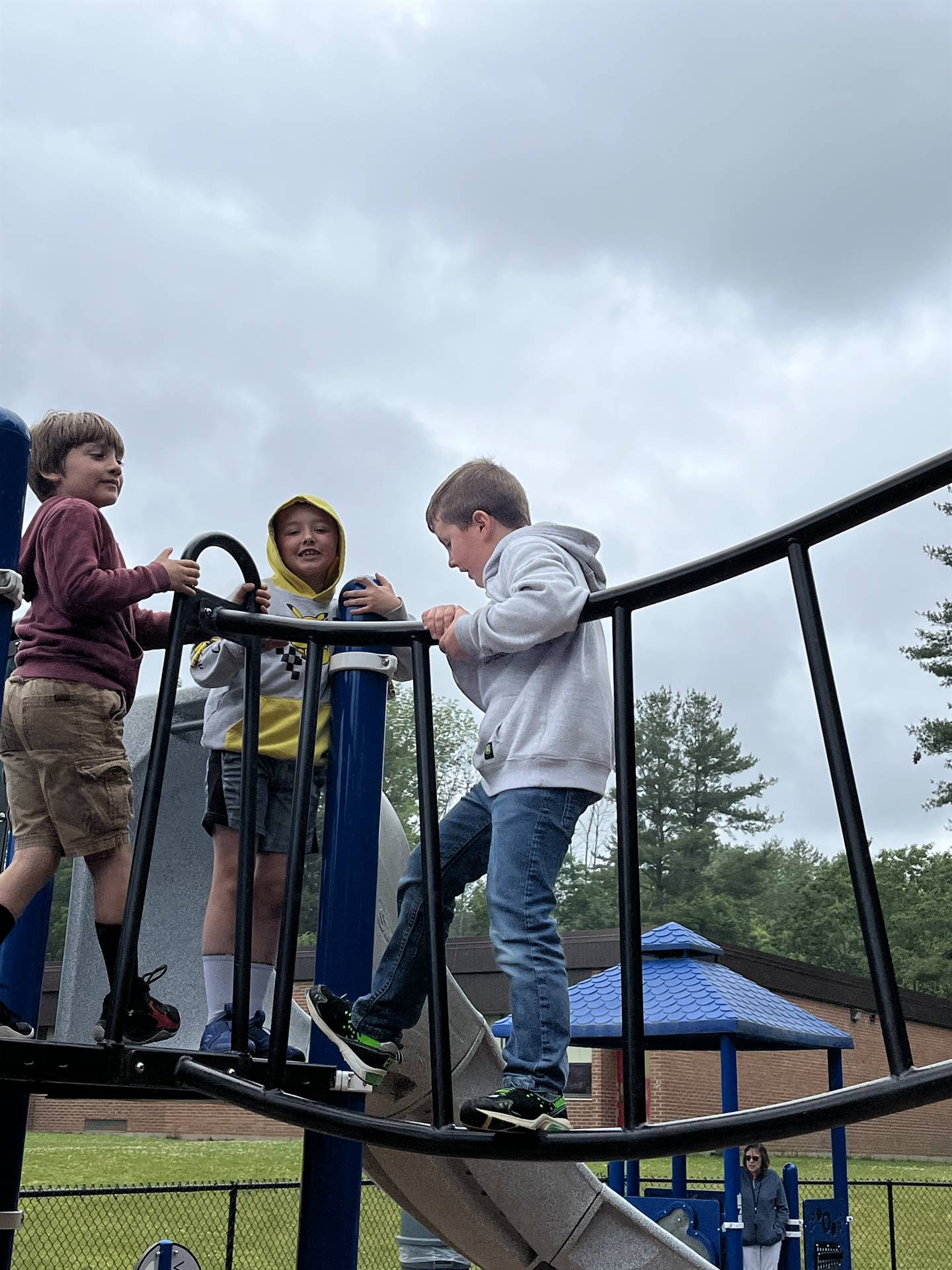 students on playground equipment