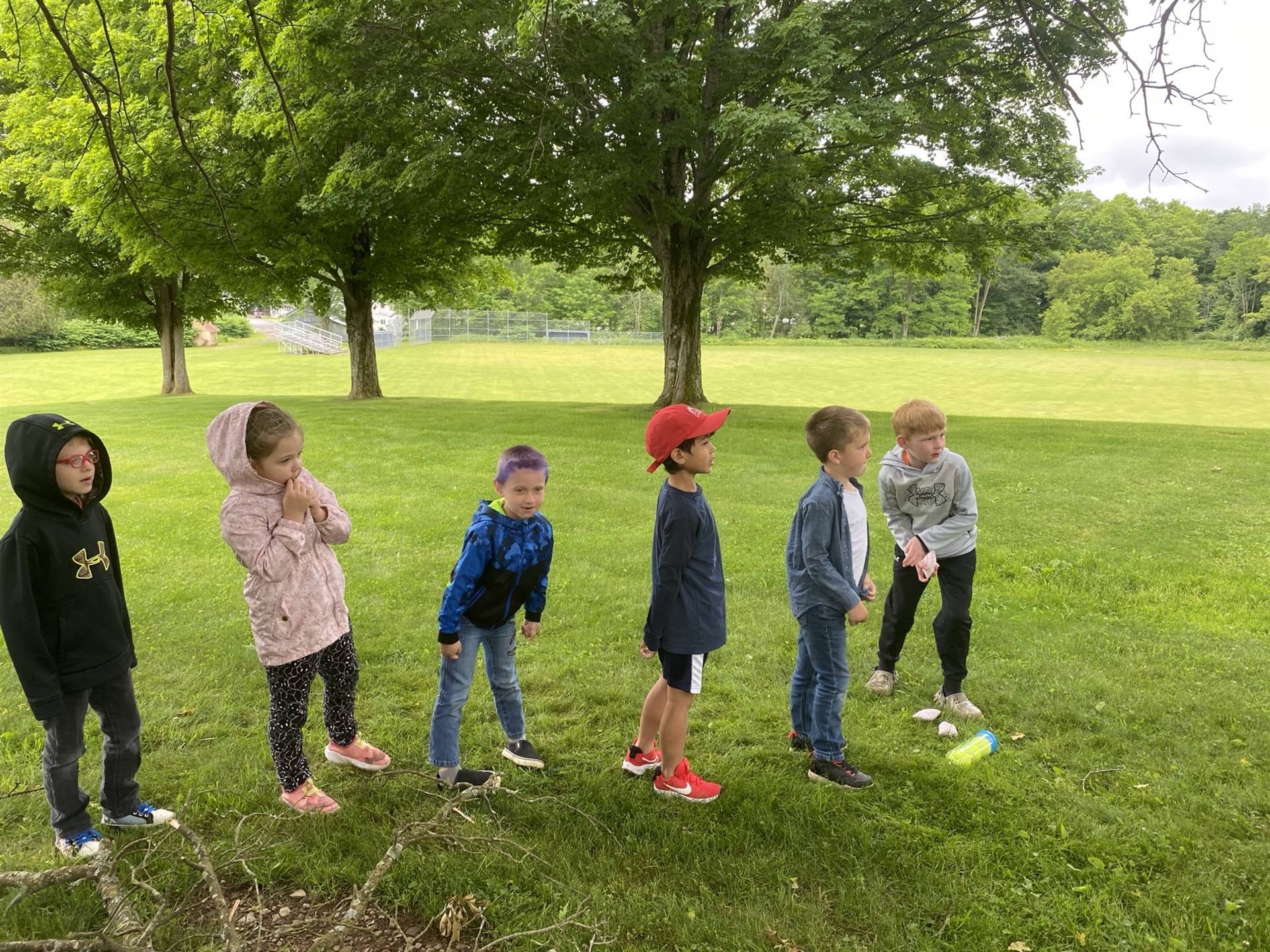 students standing in line outside